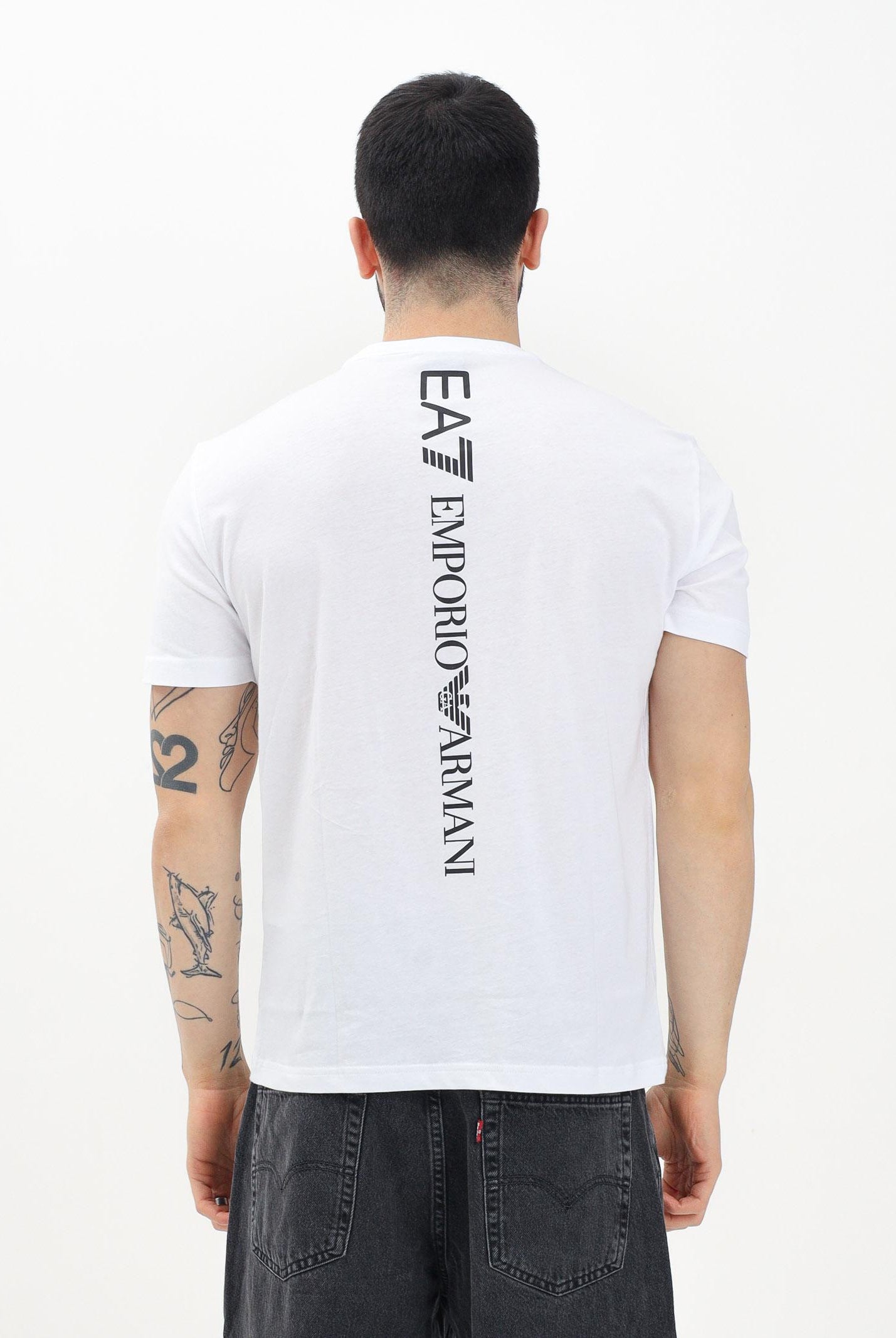 EA7 T-shirt a manica corta bianca da uomo con stampa logo 7M000567AF10375 M0003 EA7