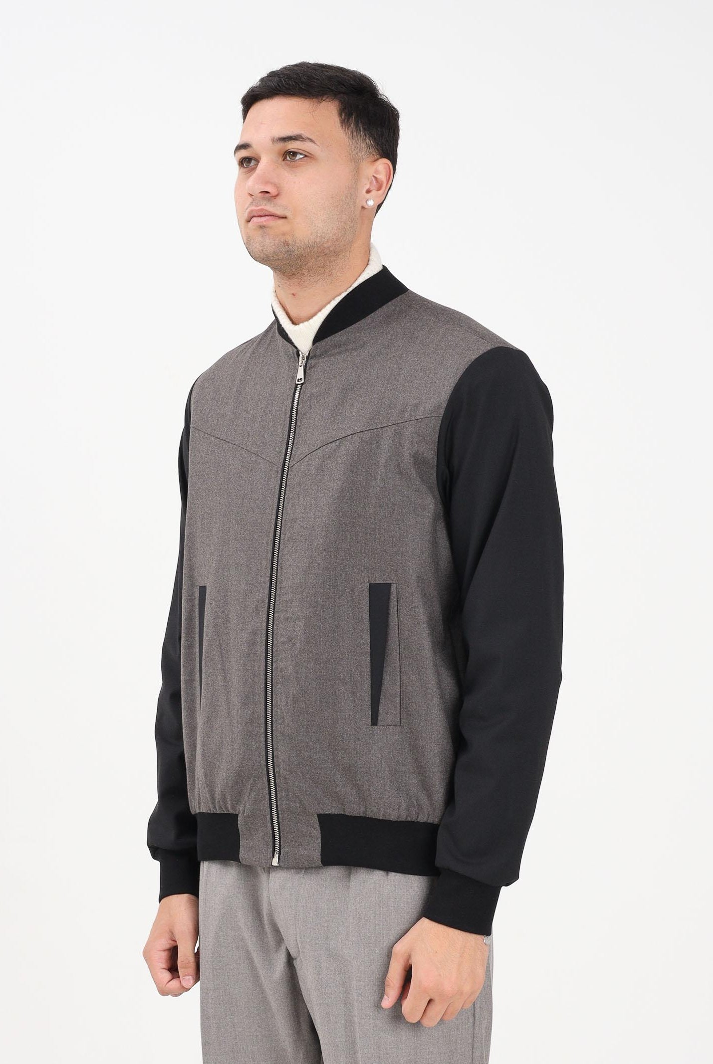 YES LONDON Bomber grigio e nero da uomo XG5261 MO YES LONDON