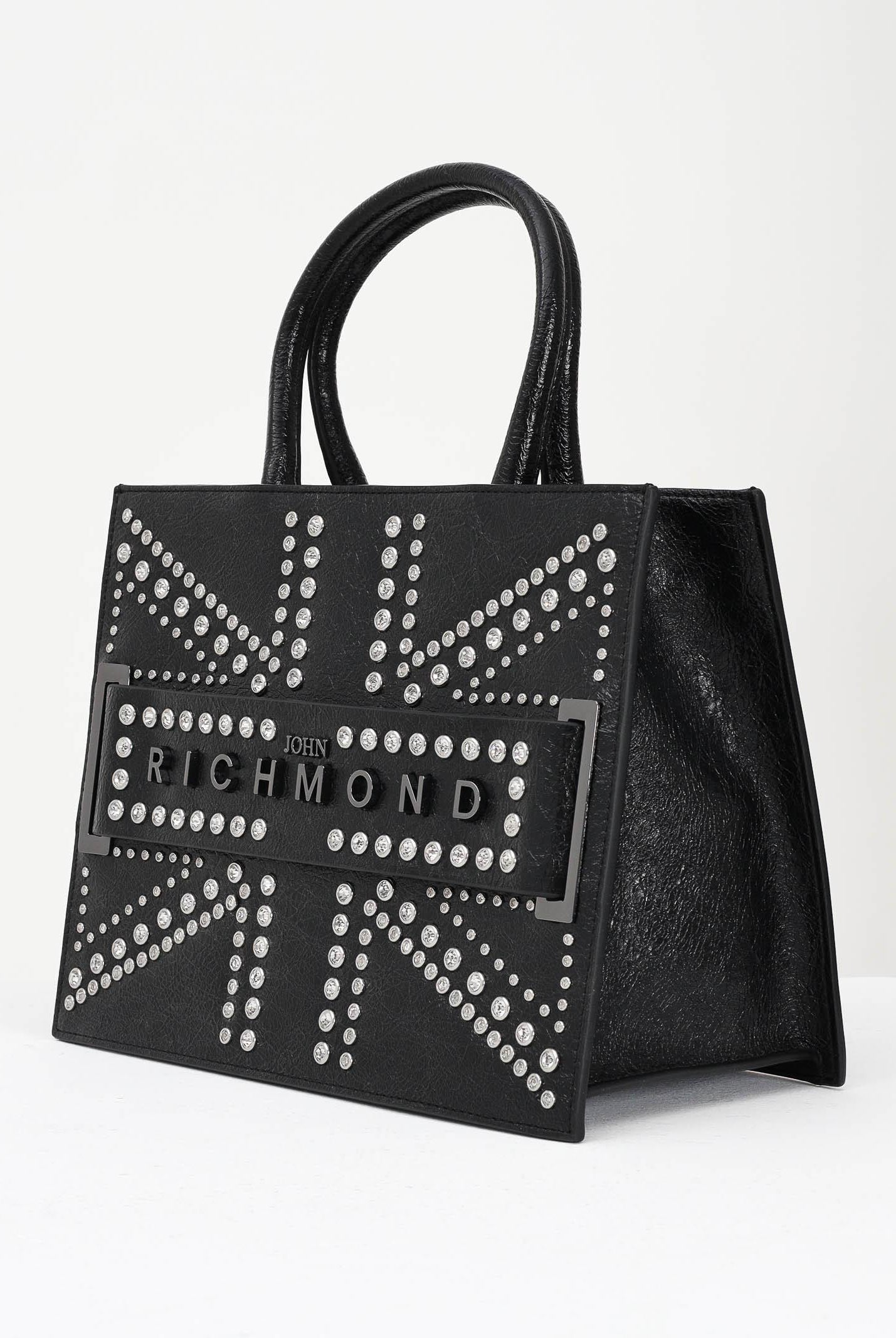 RICHMOND Shopper nera da donna con logo e borchie RWA25230BO BL RICHMOND