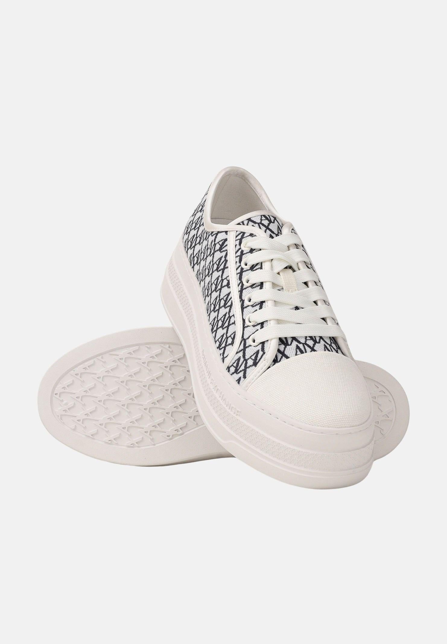 ARMANI EXCHANGE Sneakers panna e blu da donna con motivo all-over A|X XW002786AF23055 MZ266 ARMANI EXCHANGE