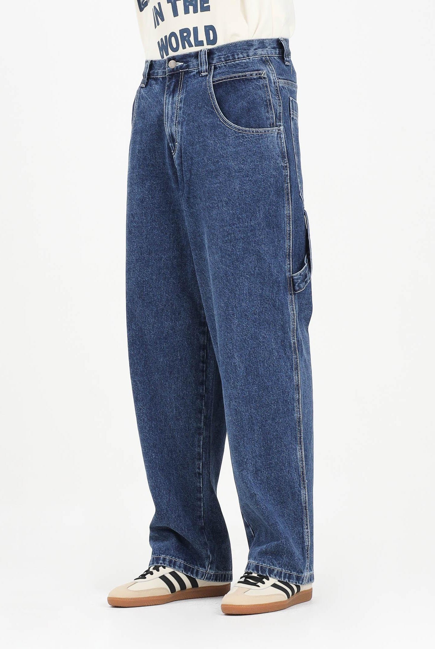 DISCLAIMER Jeans in denim blu da uomo con logo sul retro 25IDS55146 BL DISCLAIMER