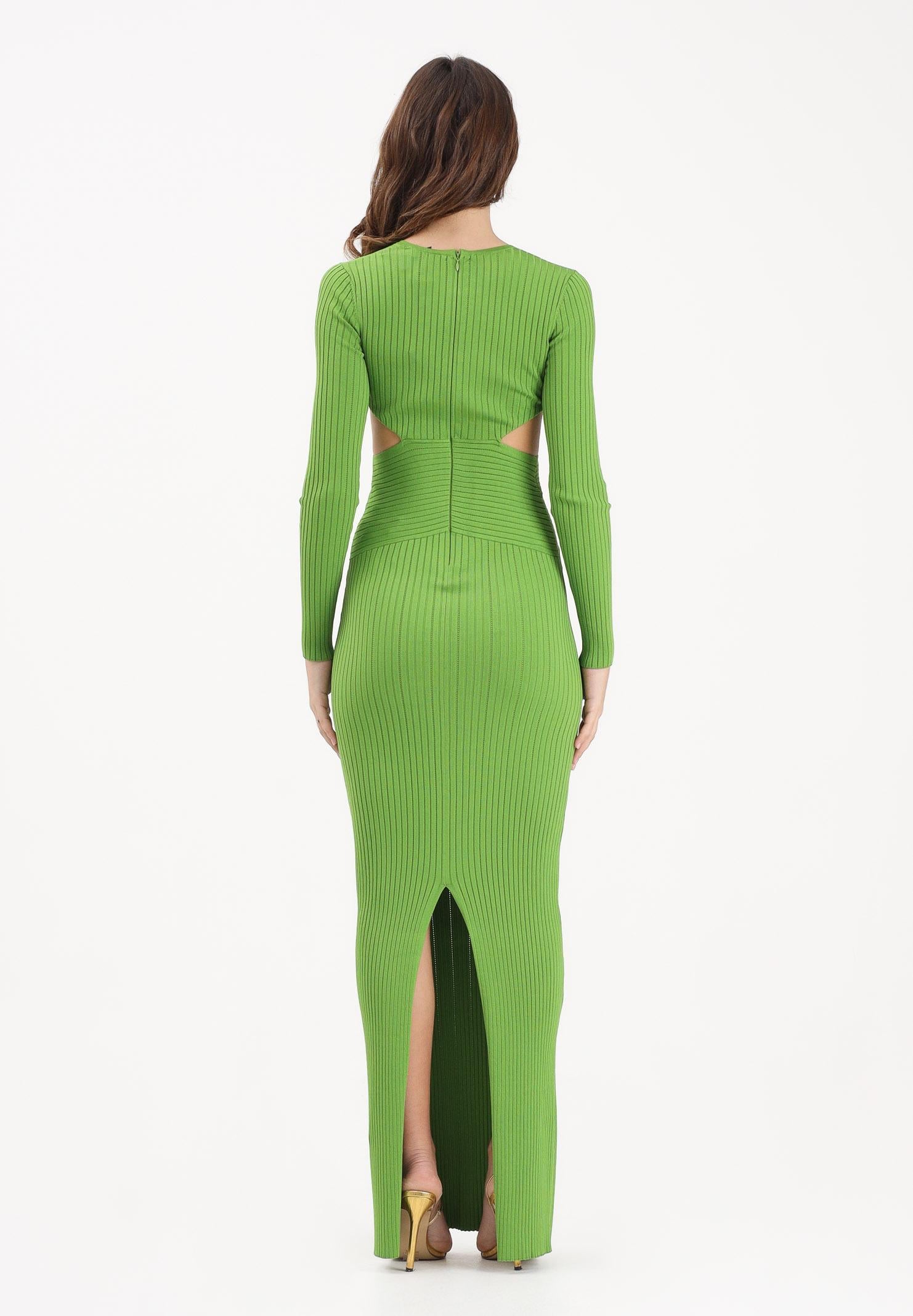 ELISABETTA FRANCHI Abito lungo verde da donna in maglia à jour con dettaglio gioiello AM17S61E2 EV3 ELISABETTA FRANCHI