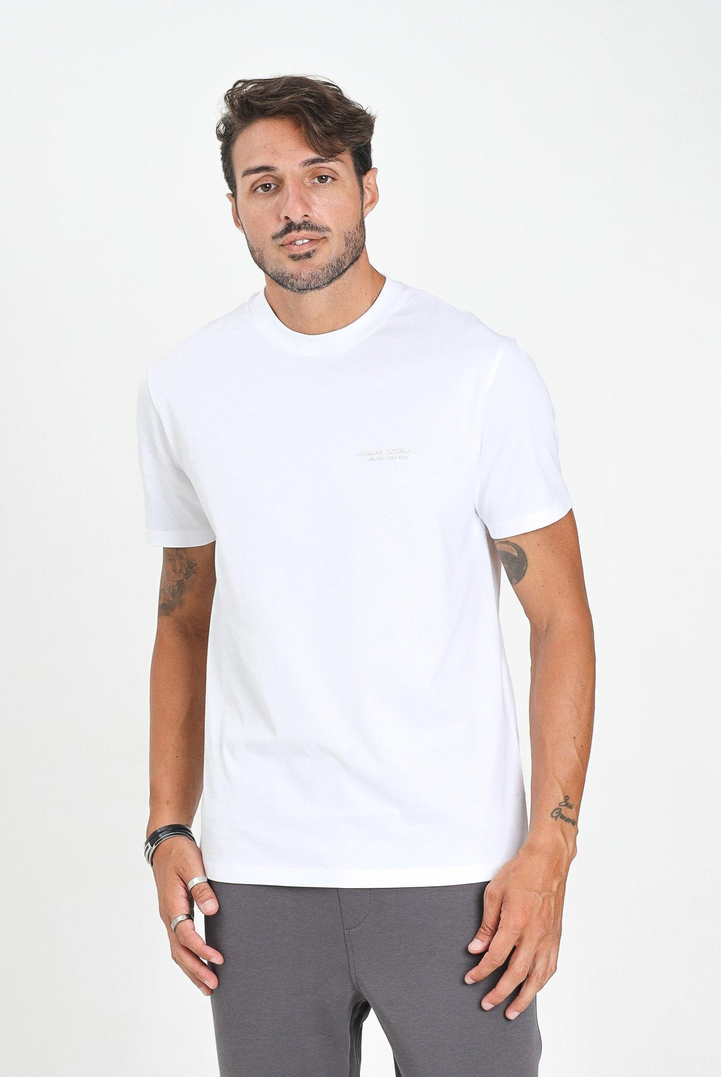ARMANI EXCHANGE T-shirt a manica corta bianca da uomo con stampa logo XM001281AF10361 U0002 ARMANI EXCHANGE