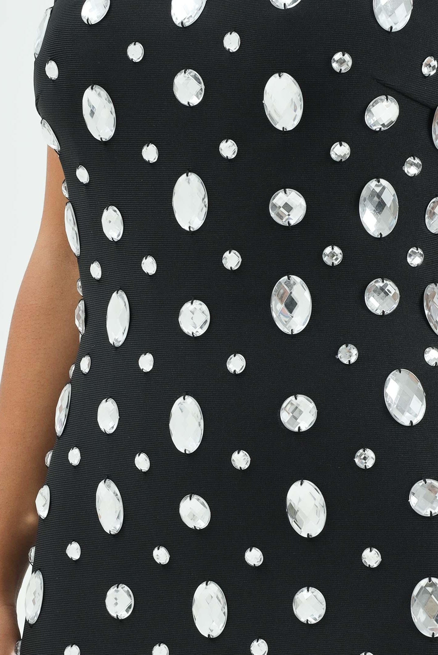 TPN Abito corto ALLAN nero da donna con pietre ALLAN112W5 D6 TPN