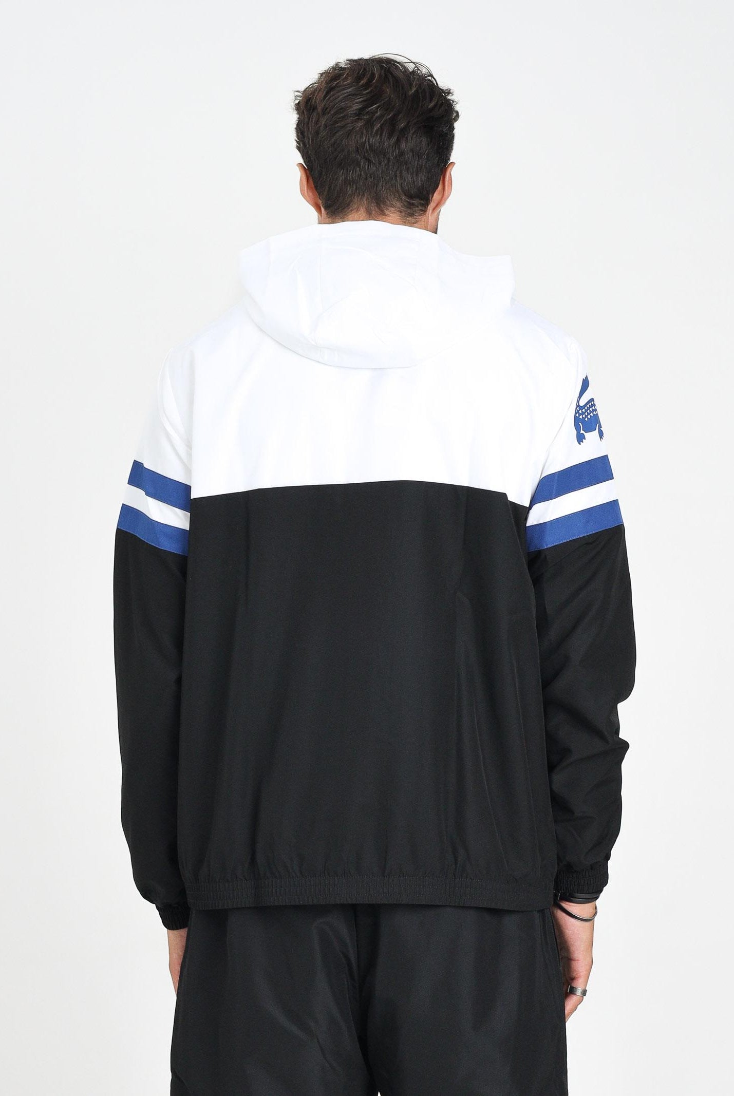 LACOSTE Giacca a vento nera, bianca e blu da uomo con logo BH4776 7LI LACOSTE