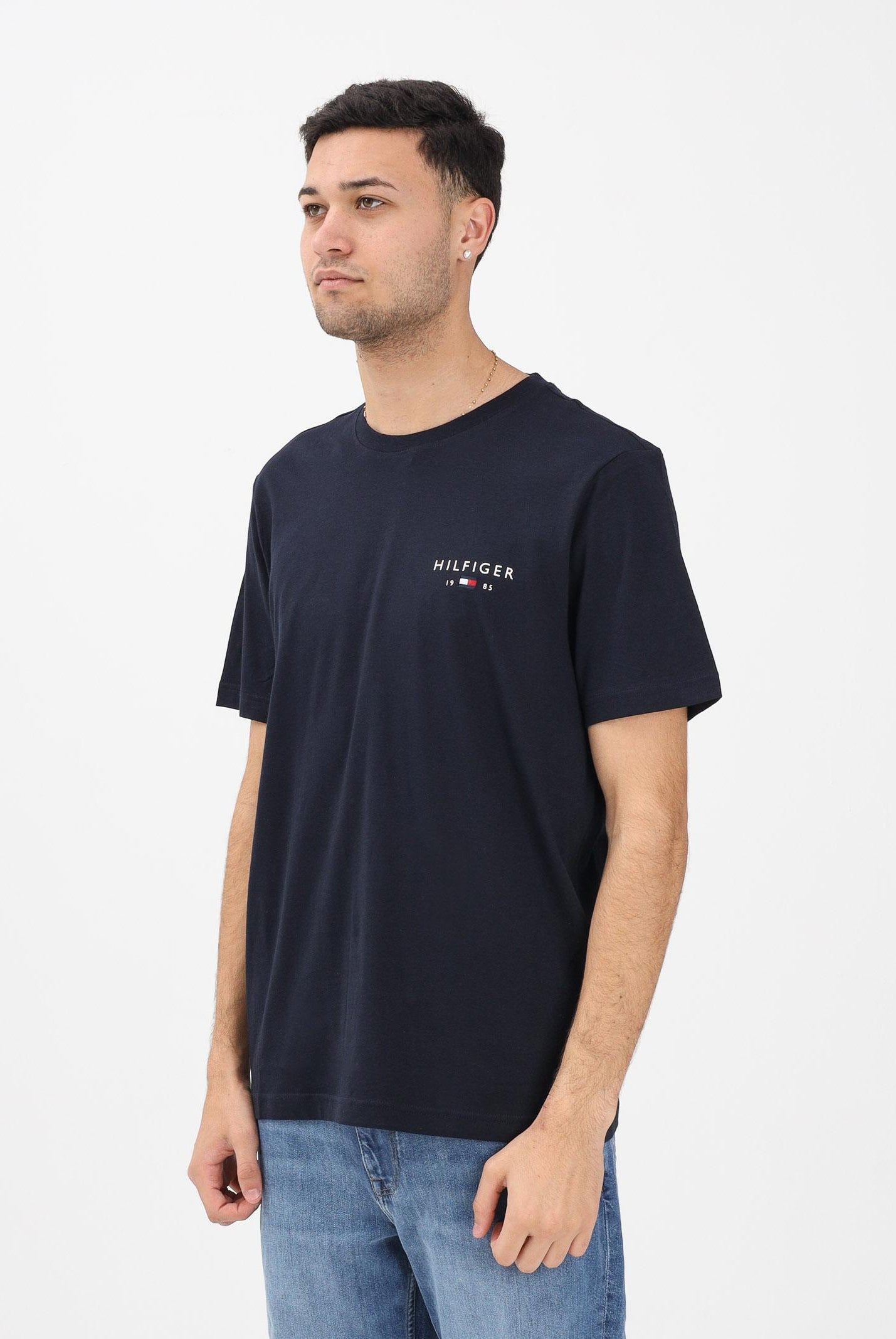 TOMMY HILFIGER T-shirt a manica corta blu da uomo con logo MW0MW41456 DW5 TOMMY HILFIGER