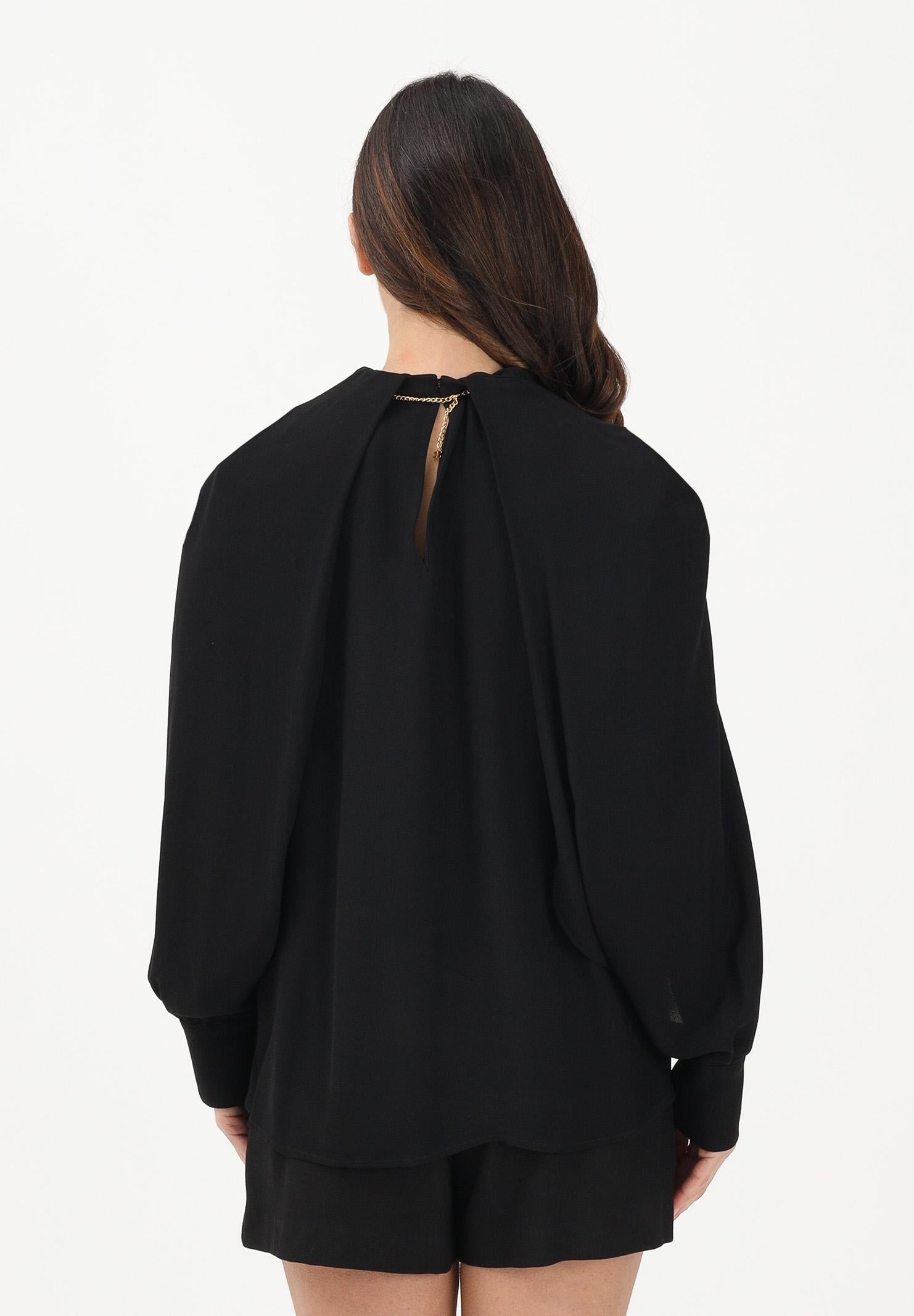 ELISABETTA FRANCHI Blusa nera da donna con dettaglio gioiello CA12961E2 110 ELISABETTA FRANCHI