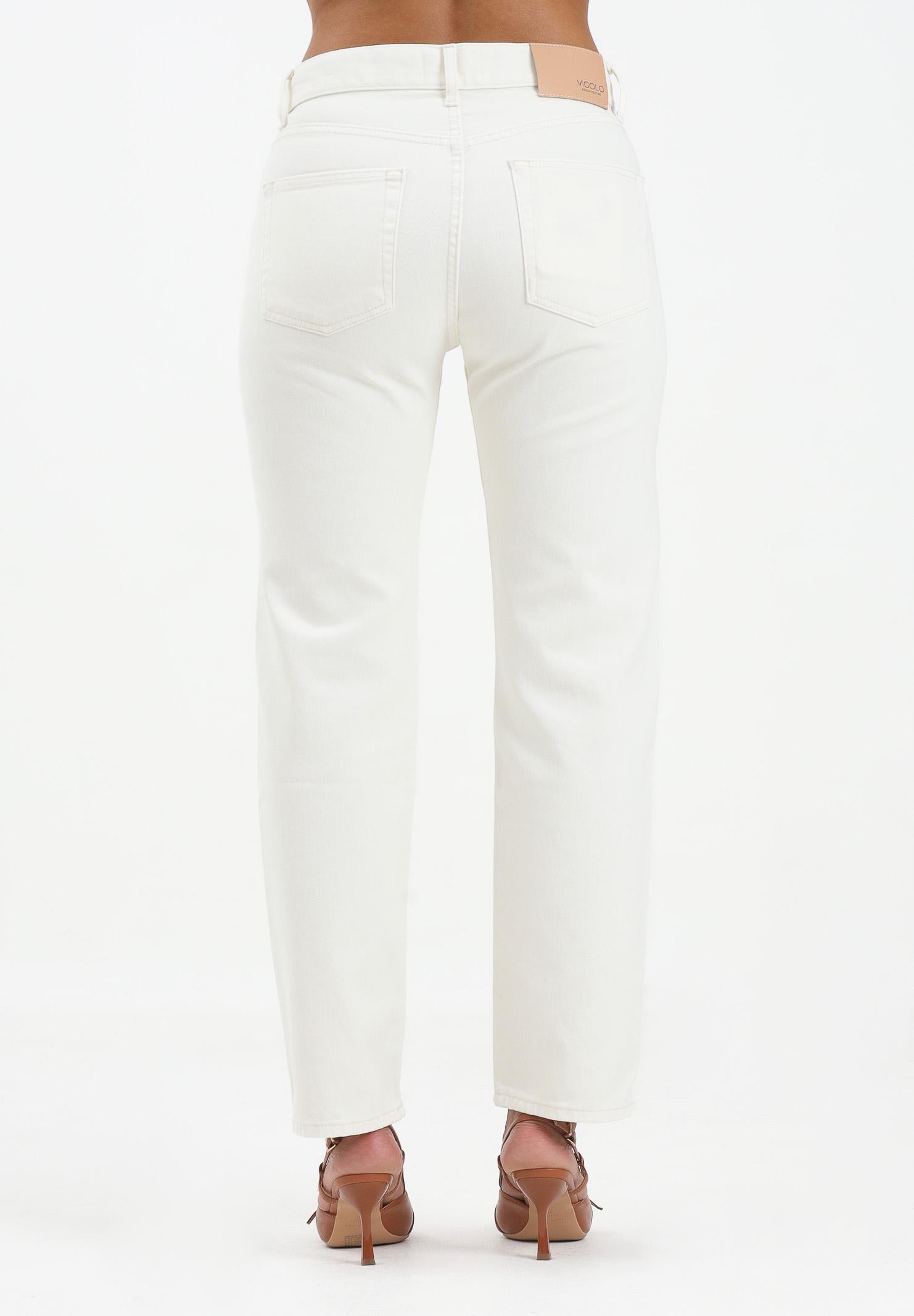 VICOLO Jeans Zoe in denim bianco da donna con bottoni gioiello DF5056 FU031 VICOLO