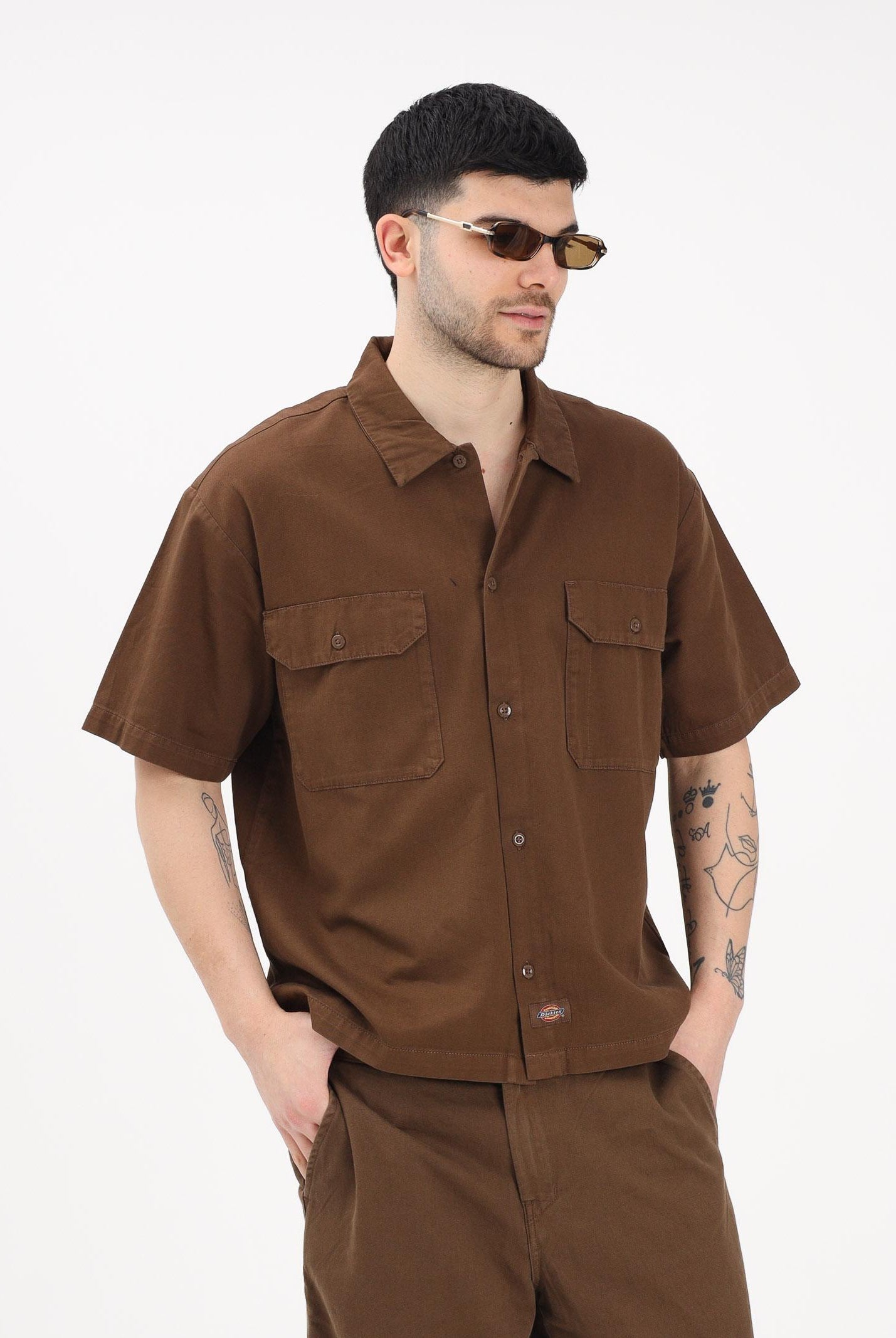 DICKIES Camicia a manica corta Unionville marrone da uomo DK0A88N90TB1 . DIckies