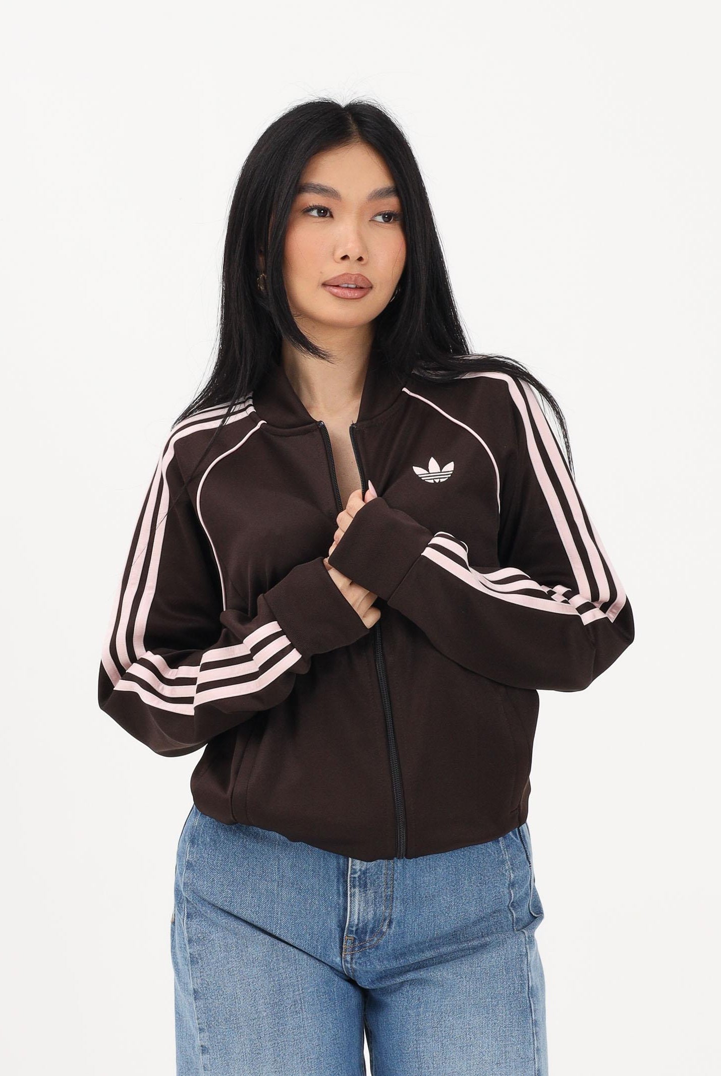 ADIDAS ORIGINALS Felpa con zip SST marrone e rosa per uomo e donna KE3508 . ADIDAS ORIGINALS