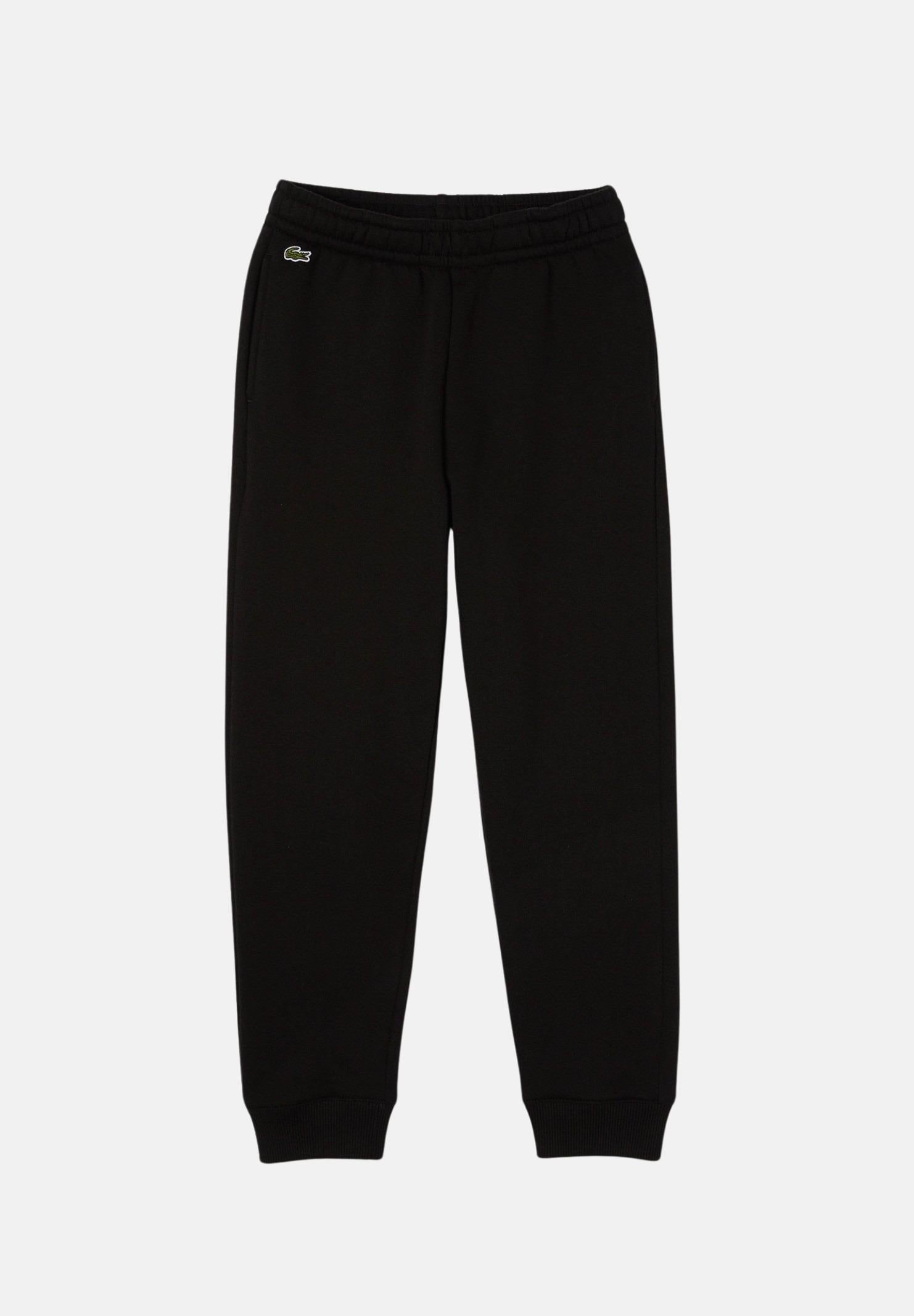 Pantalone sportivo nero per bambino e bambina rifinito da ricamo coccodrillo XJ9728-J 031 LACOSTE
