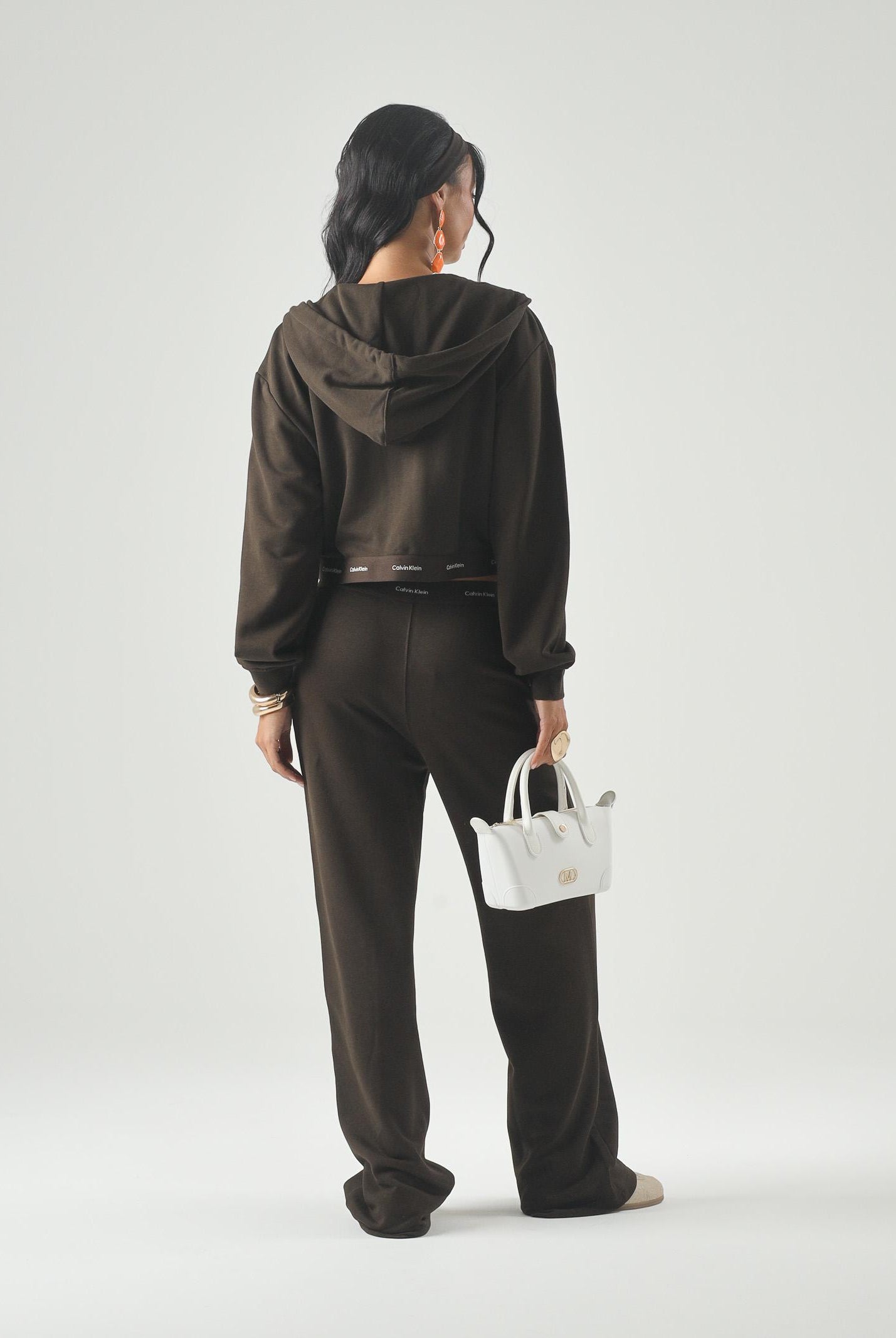CALVIN KLEIN JEANS Felpa cropped con cappuccio LS Terry Logo Waist, da donna. LV047G252G TO2 CALVIN KLEIN JEANS