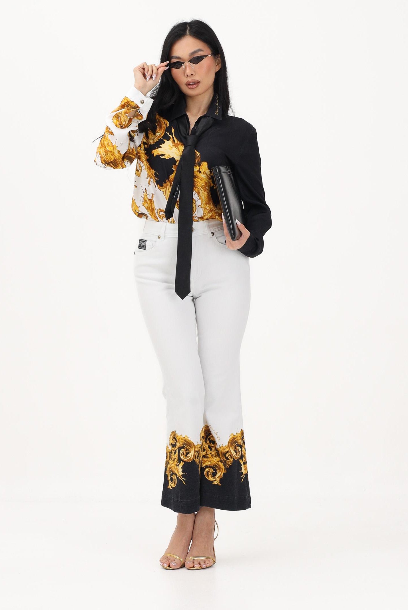 VERSACE JEANS COUTURE Jeans bianco da donna con stampa 80HAB58PES161L54 GL2 VERSACE JEANS COUTURE