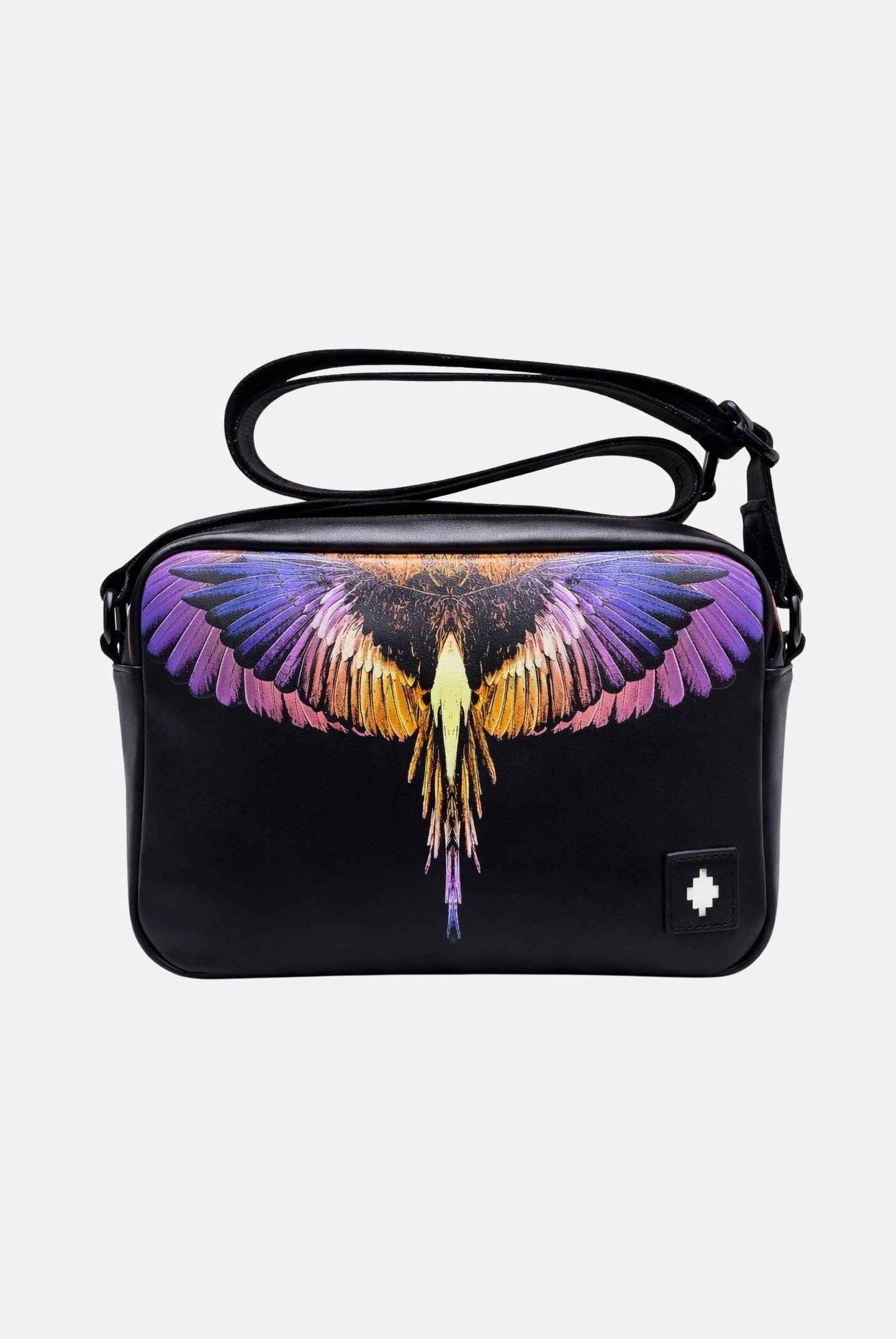 MARCELO BURLON COUNTY OF MILAN Borsa a tracolla nera per uomo e donna con stampa ali COMAS2603520894 . MARCELO BURLON COUNTY OF MILAN