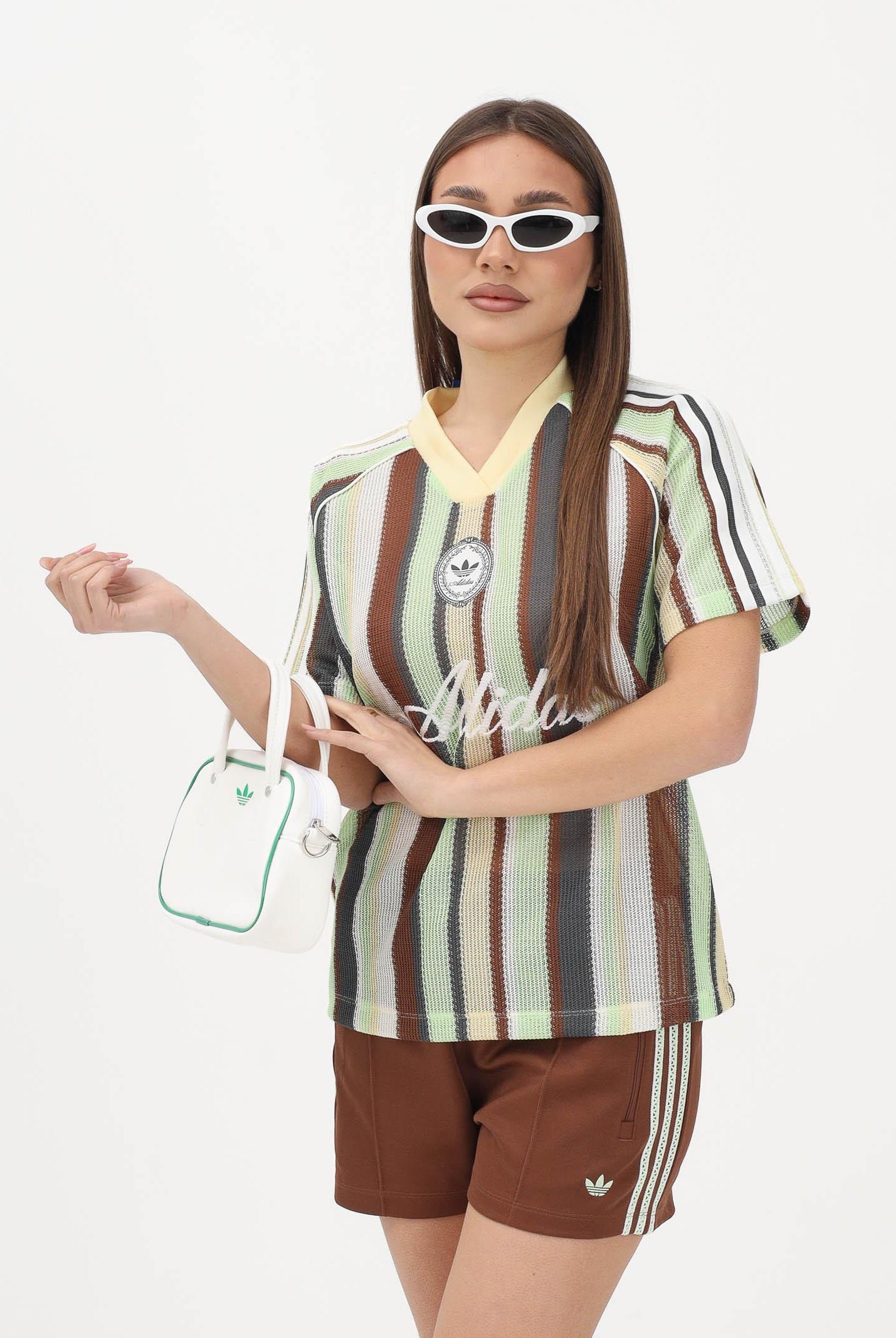 ADIDAS ORIGINALS T-shirt a manica corta SUMMER GLOW KNITTED OVERSIZED multicolore da donna KY3162 . ADIDAS ORIGINALS