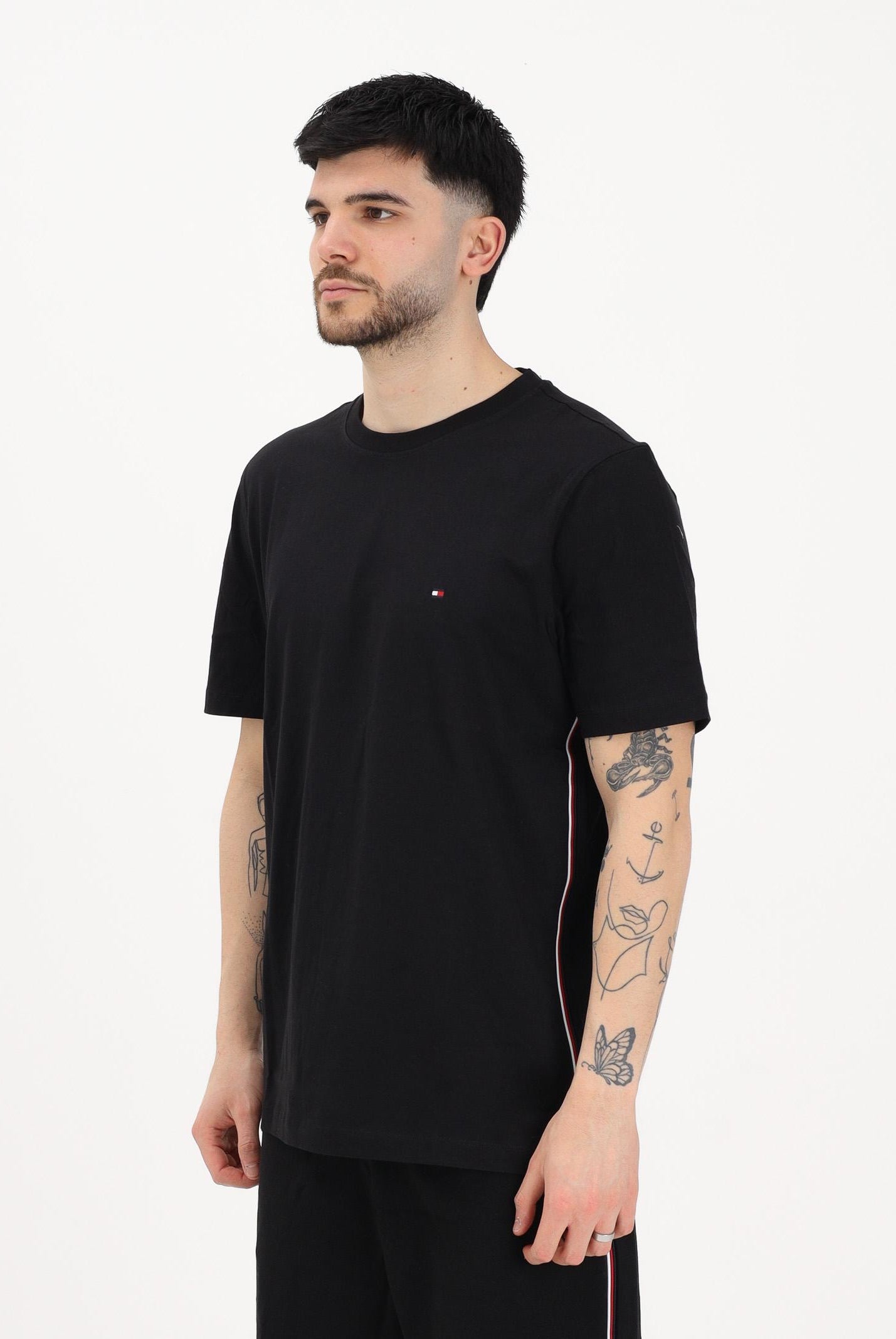 TOMMY HILFIGER T-shirt a manica corta nera da uomo con logo MW0MW42393 BDS TOMMY HILFIGER