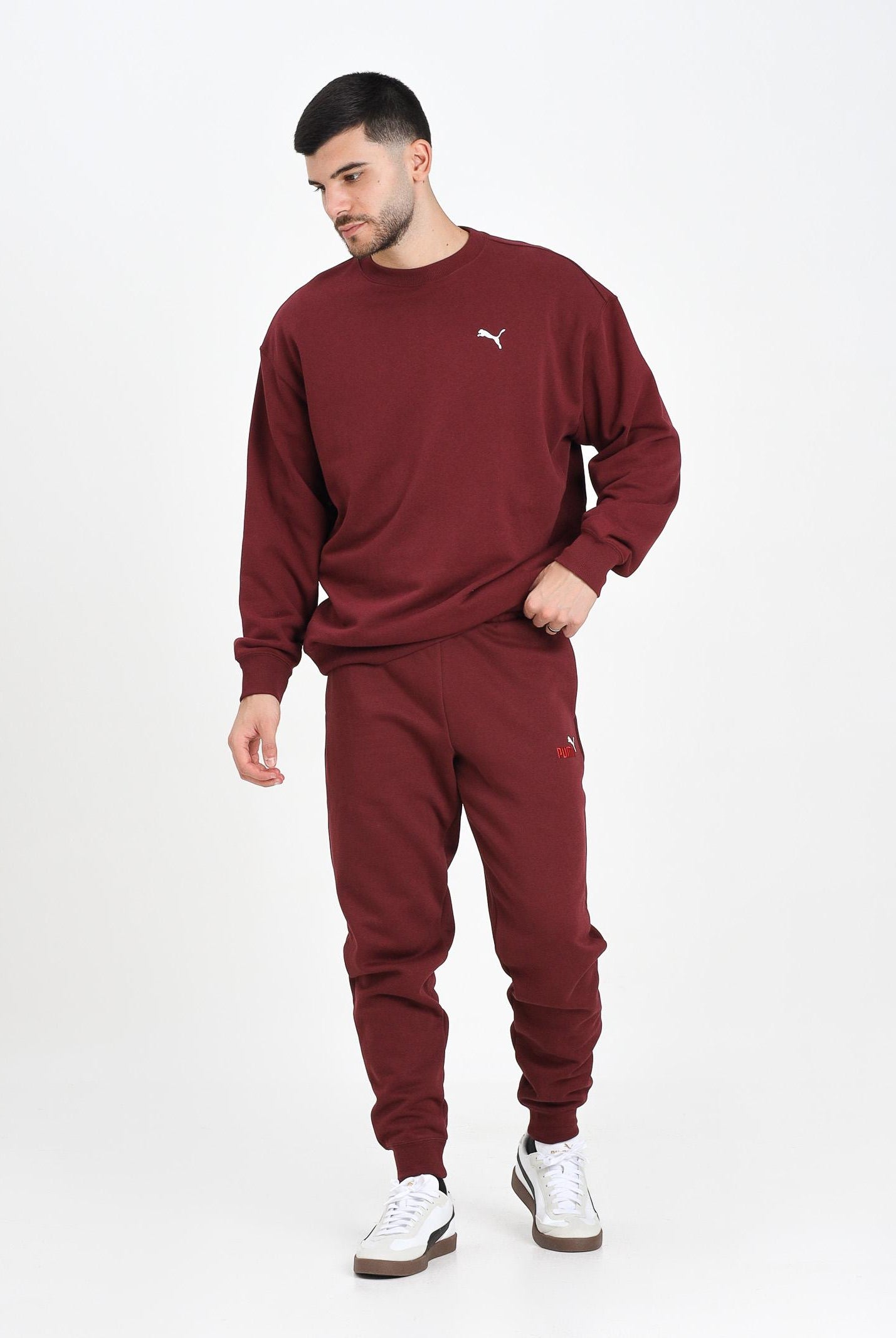 PUMA Pantalone sportivo Essentials con logo N. 1 bicolore bordeaux da uomo 684713 96 PUMA