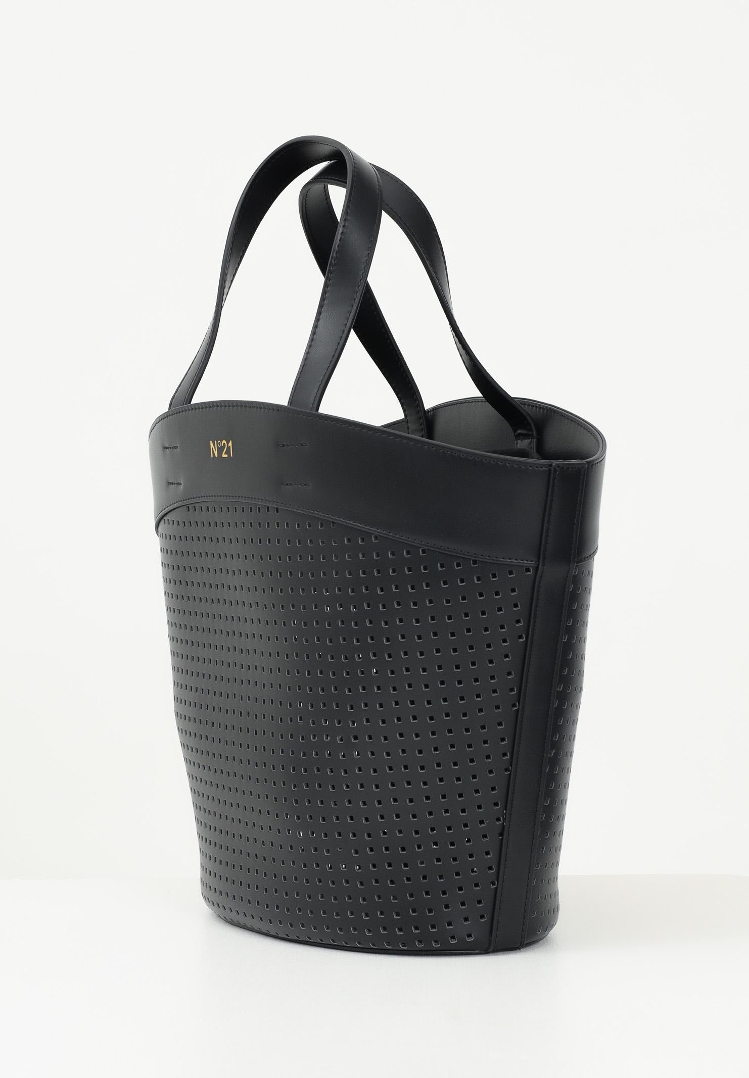 N21 Shopper nera da donna in tessuto spalmato traforato N2104SN0422 0N900 N21