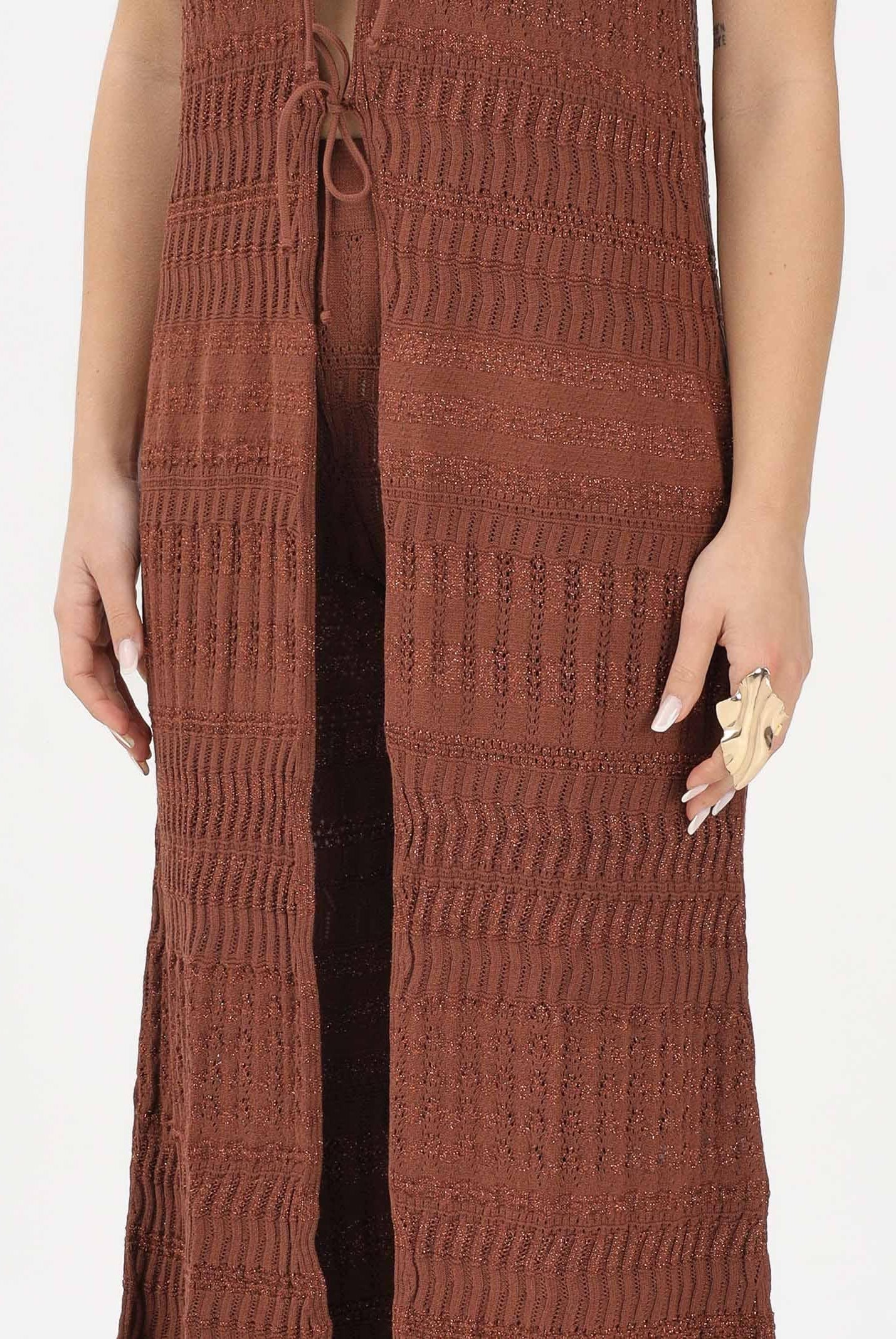 AKEP Gilet lungo marrone da donna GLKD13209 V2 AKEP