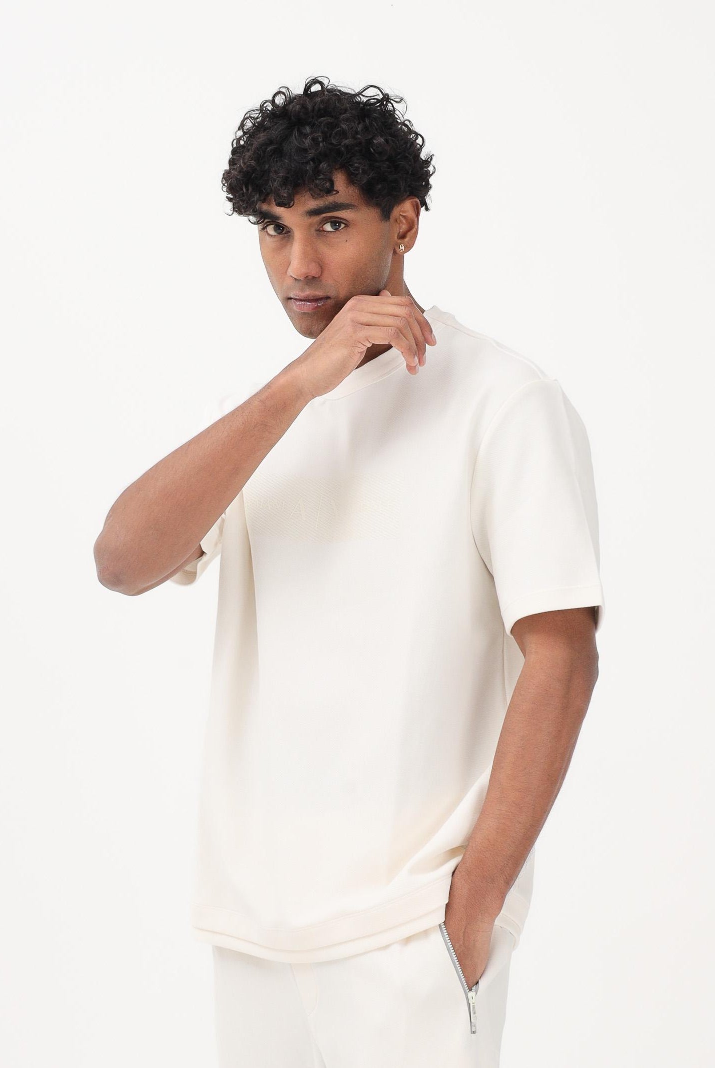 ARMANI EXCHANGE T-shirt a manica corta panna da uomo con logo XM002470AF21869 U1074 ARMANI EXCHANGE