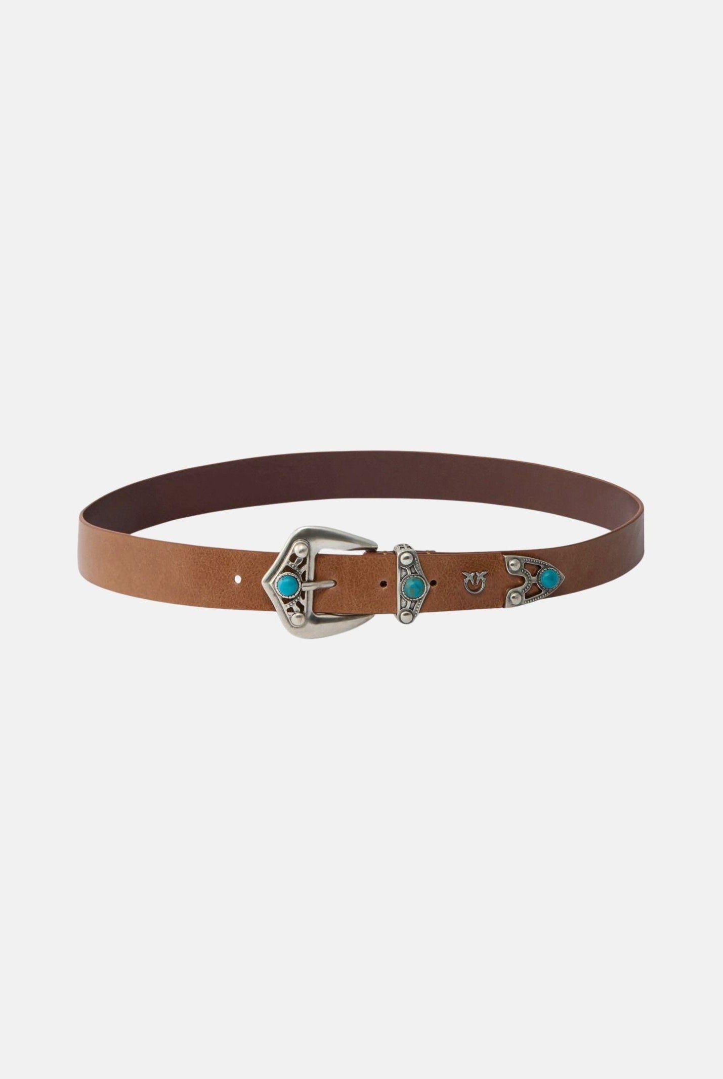 PINKO Cintura marrone da donna con pietre turchesi 106693A2X7 L17O PINKO