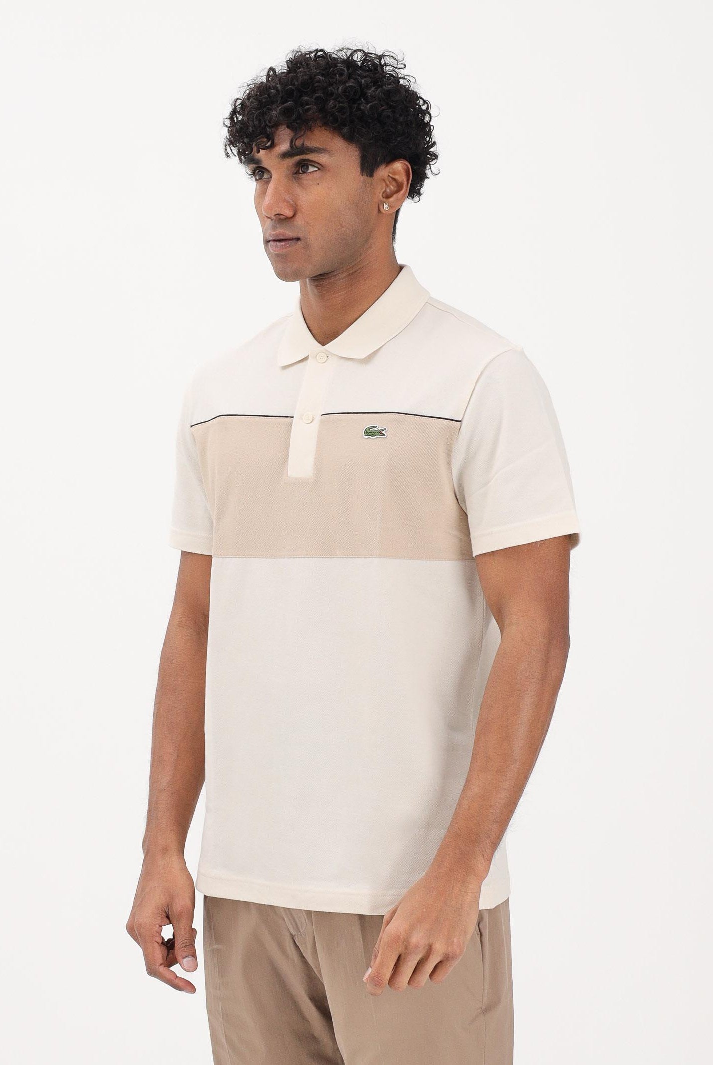 LACOSTE Polo a manica corta beige da uomo con motivo color block PH0895 3RR LACOSTE