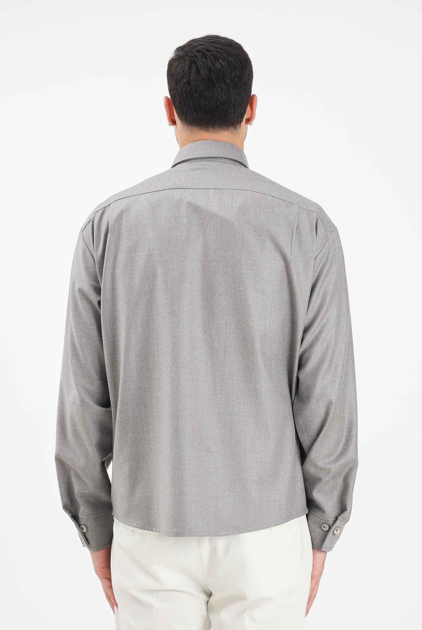 YES LONDON Camicia a manica lunga grigia da uomo XCM7221 BE YES LONDON