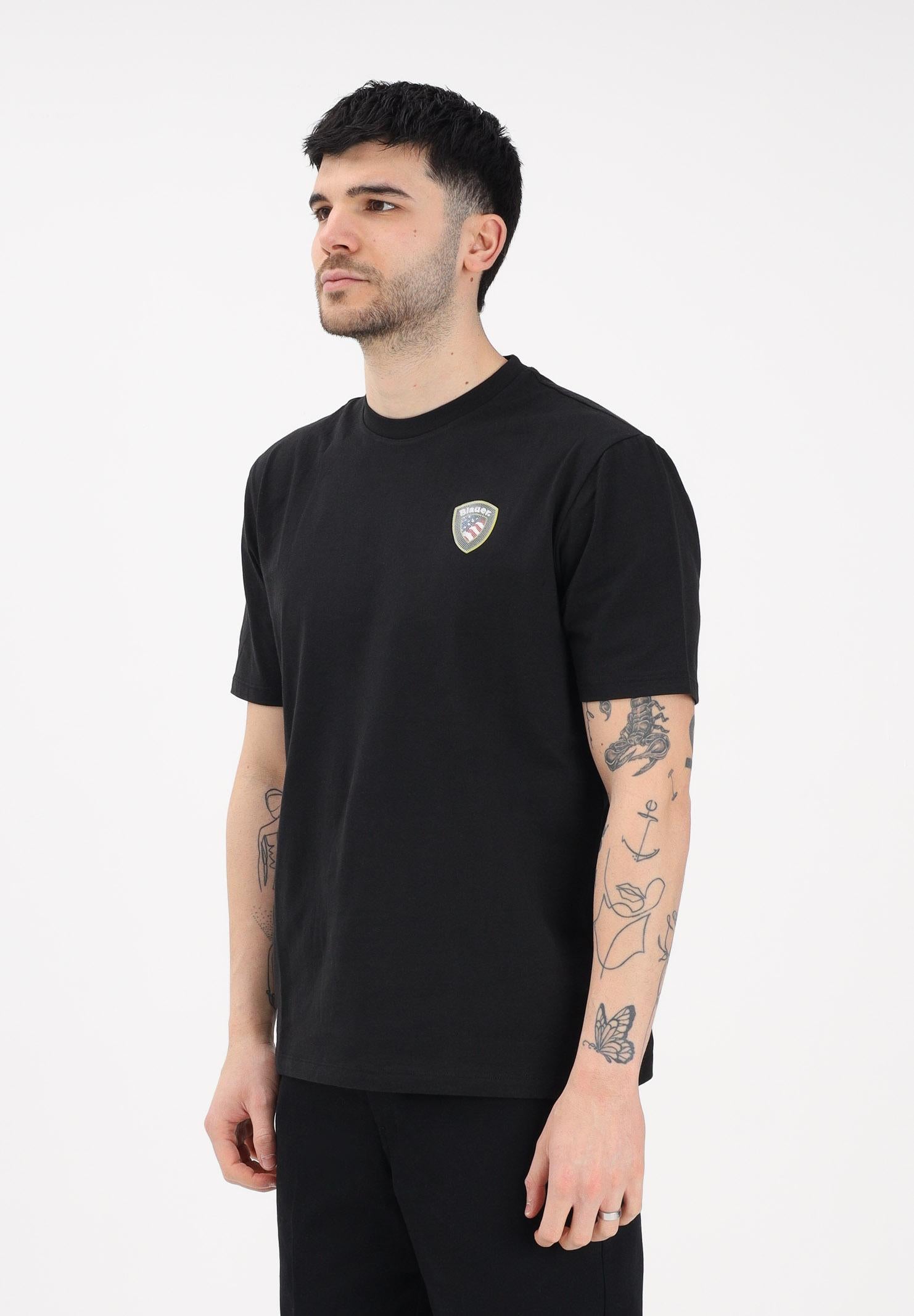 BLAUER T-shirt a manica corta FAXON nera da uomo con logo 26SBLUH02284-007480 999 BLAUER
