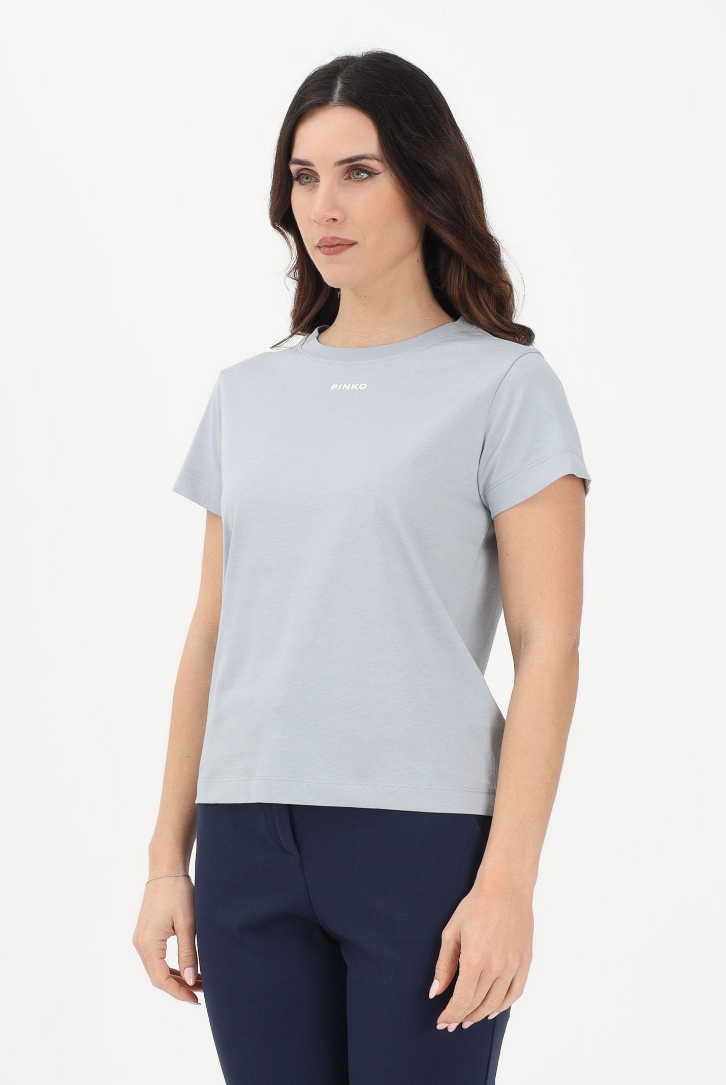 PINKO T-shirt a manica corta azzurro arona da donna con logo 100373A34F E87 PINKO