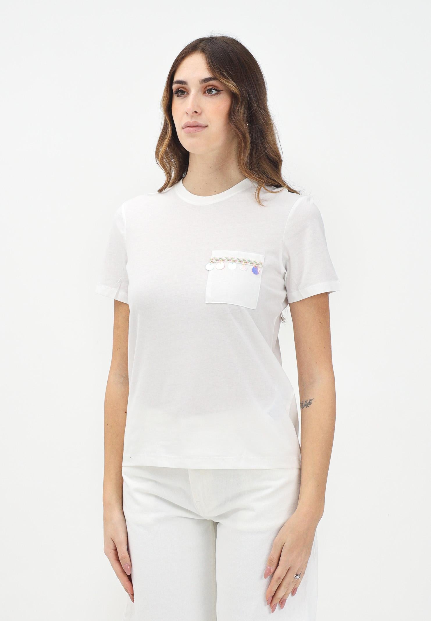 ONLY T-shirt a manica corta bianca da donna con taschino decorato 15346574 CLOUD DANCER ONLY