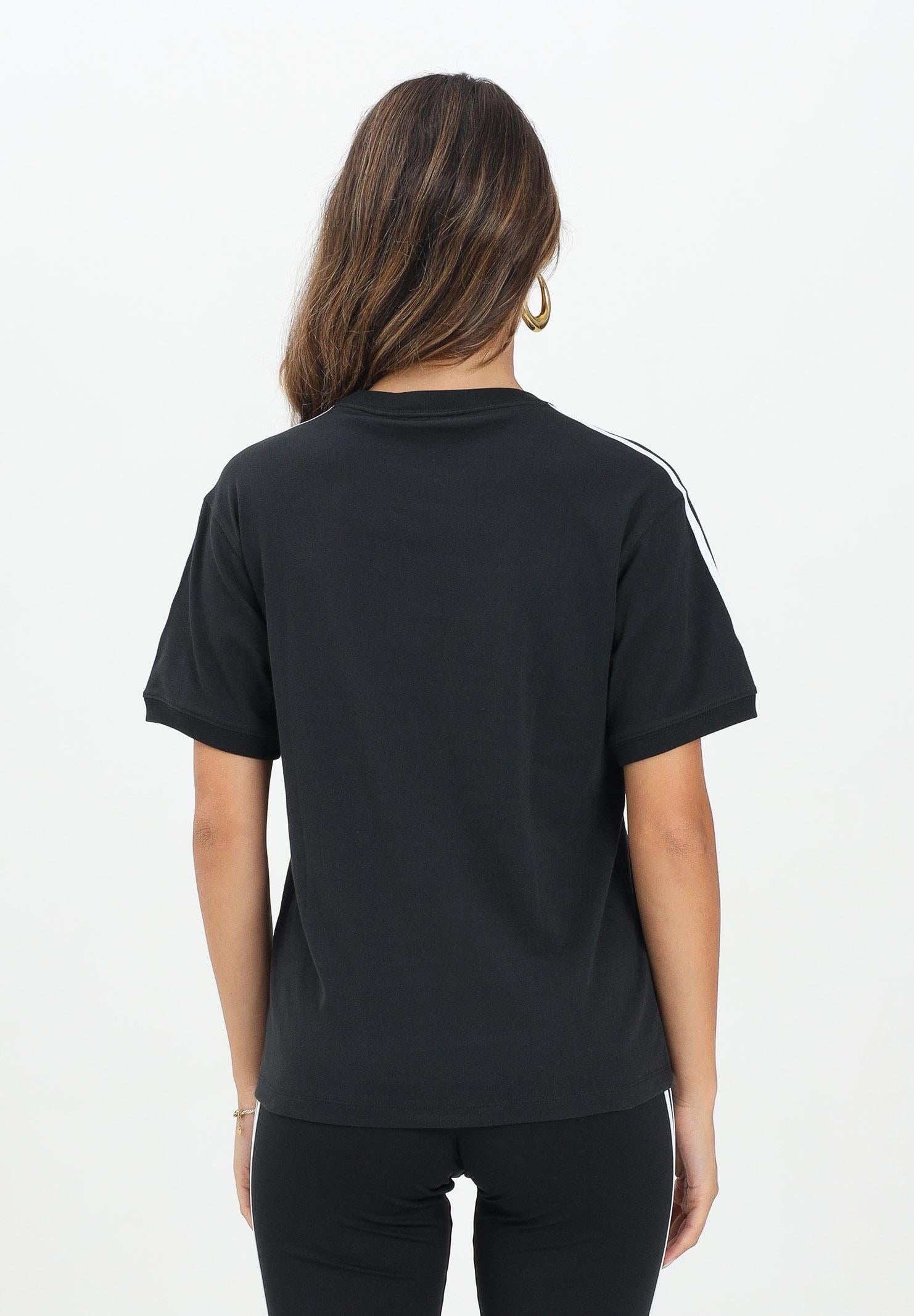 ADIDAS ORIGINALS T-shirt a manica corta 3-Stripes nera da donna IU2420 . ADIDAS ORIGINALS