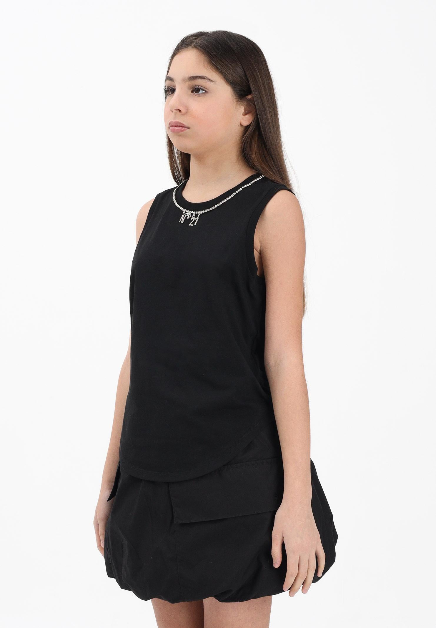 N21 Canotta nera per donna, ragazze e bambine con dettagli gioiello N210A5N0479 0N900 N21