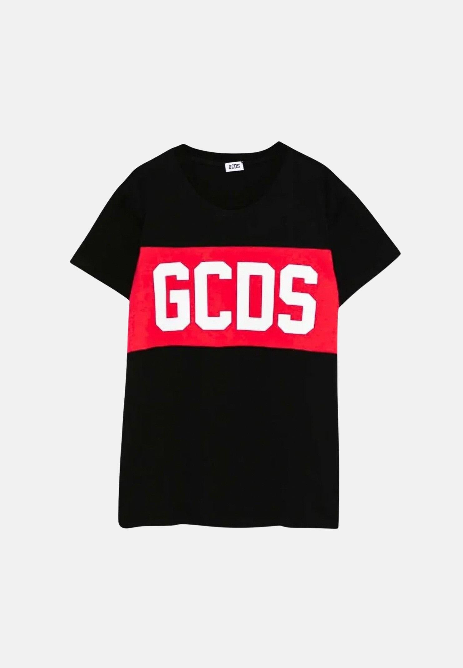 GCDS T-shirt a manica corta nera per bambino e bambina con stampa logo GCDS Z0UKQC585J105 999R GCDS