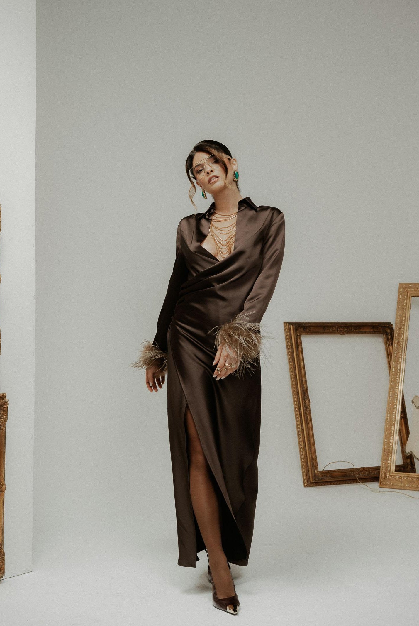 SANTAS Abito lungo DIVINE marrone da donna PV2614 MA SANTAS