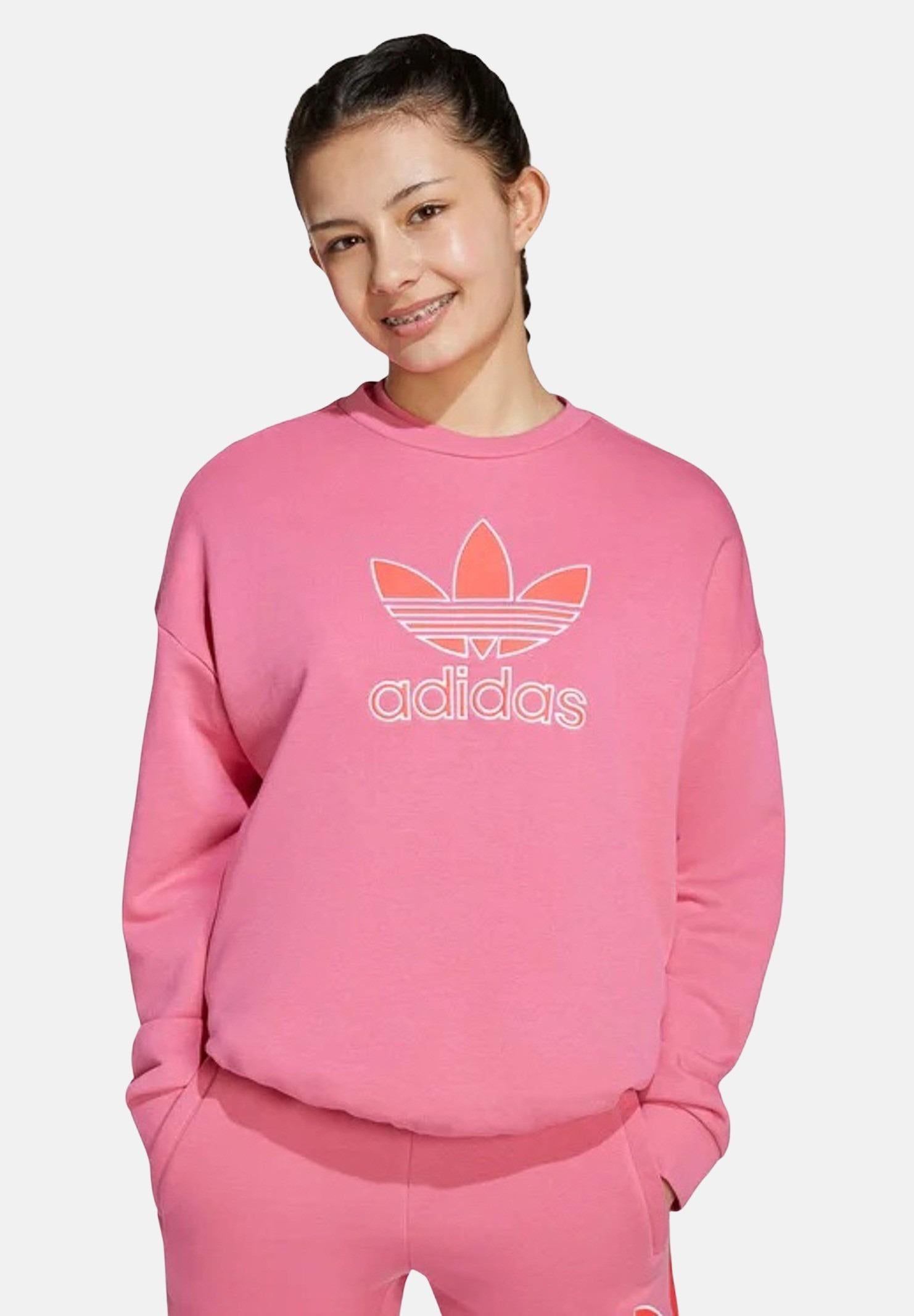 ADIDAS ORIGINALS Felpa con cappuccio Trefoil rosa da bambina JV8571 . ADIDAS ORIGINALS
