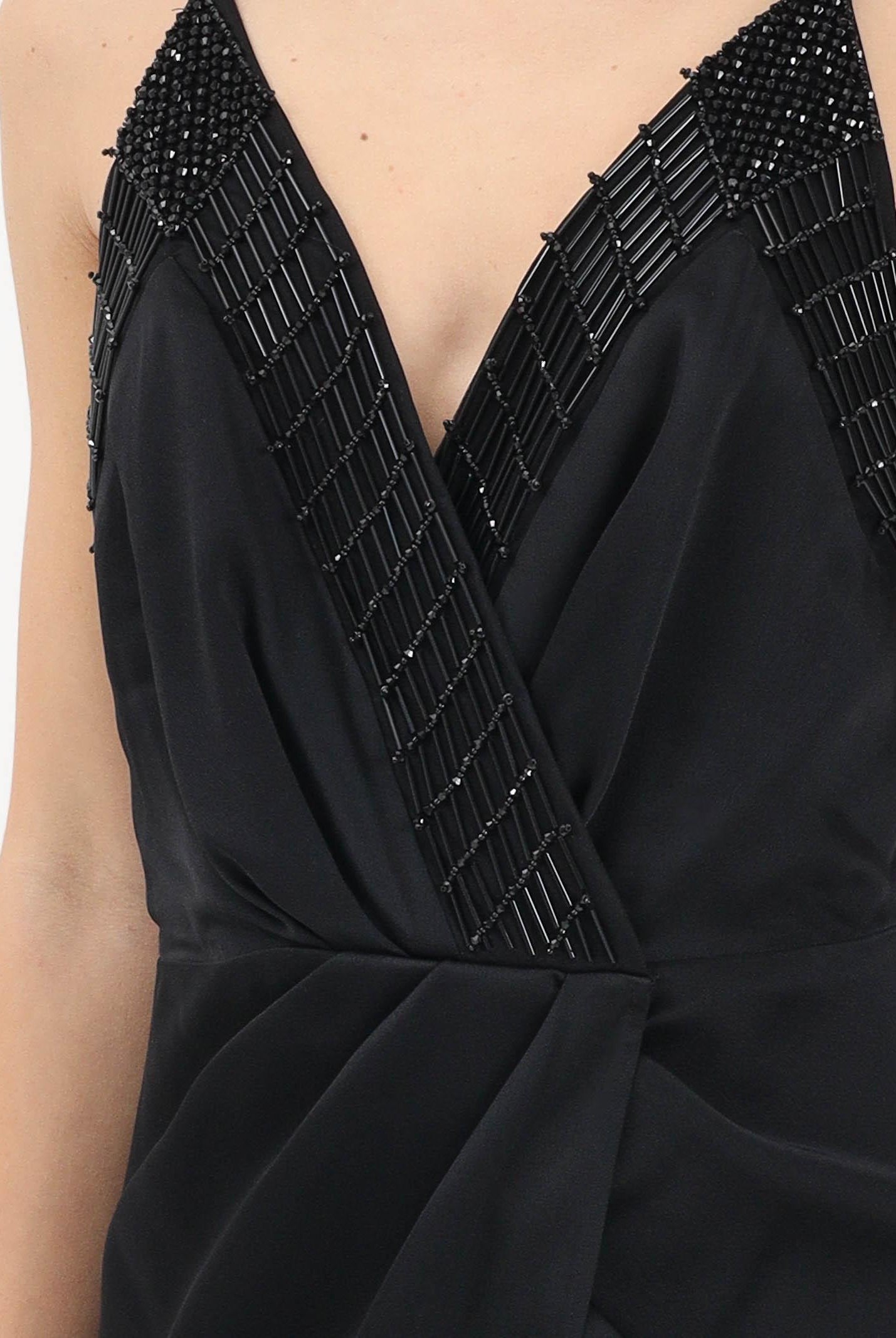 ELISABETTA FRANCHI Abito lungo nero da donna con ricami di perline ABR4862E2 110 ELISABETTA FRANCHI