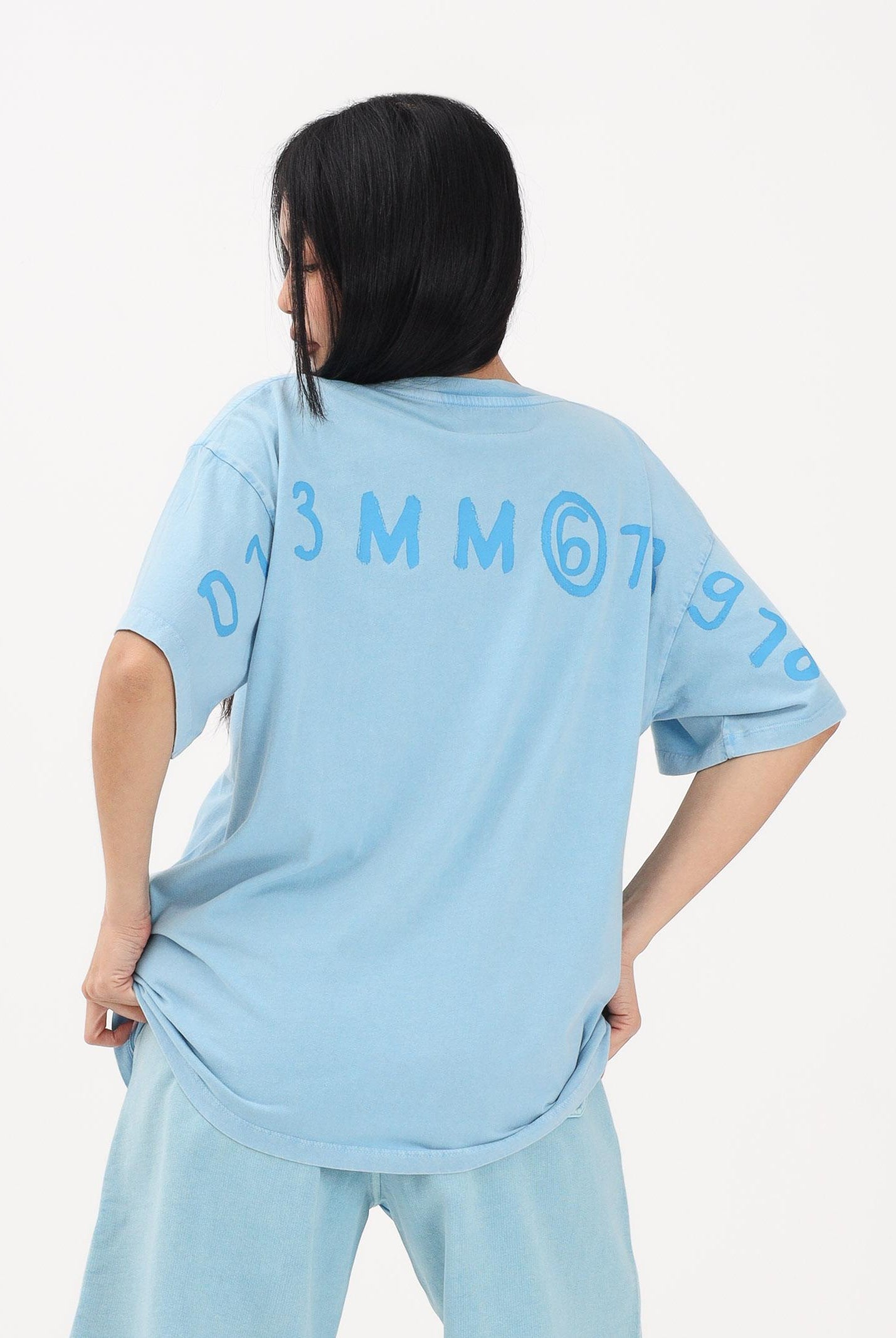 MAISON MARGIELA T-shirt a manica corta azzurra per donna, ragazzi e bambini con stampa M60985MM07Q M6809 MAISON MARGIELA