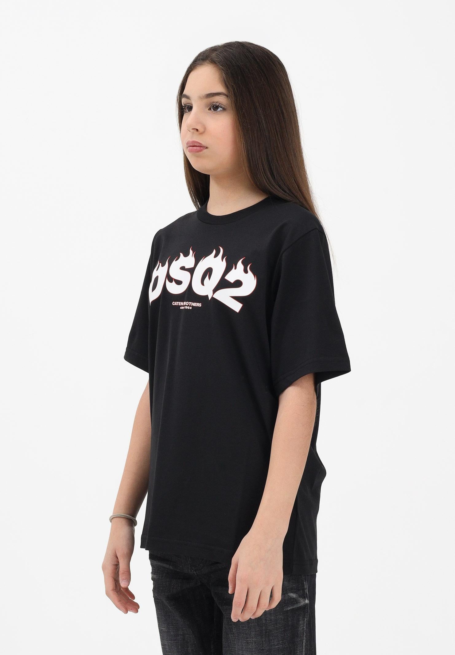 DSQUARED2 T-shirt a manica corta nera per donna, ragazzi e bambini con logo DSQ2 DQ3168D00XM DQ900 DSQUARED2