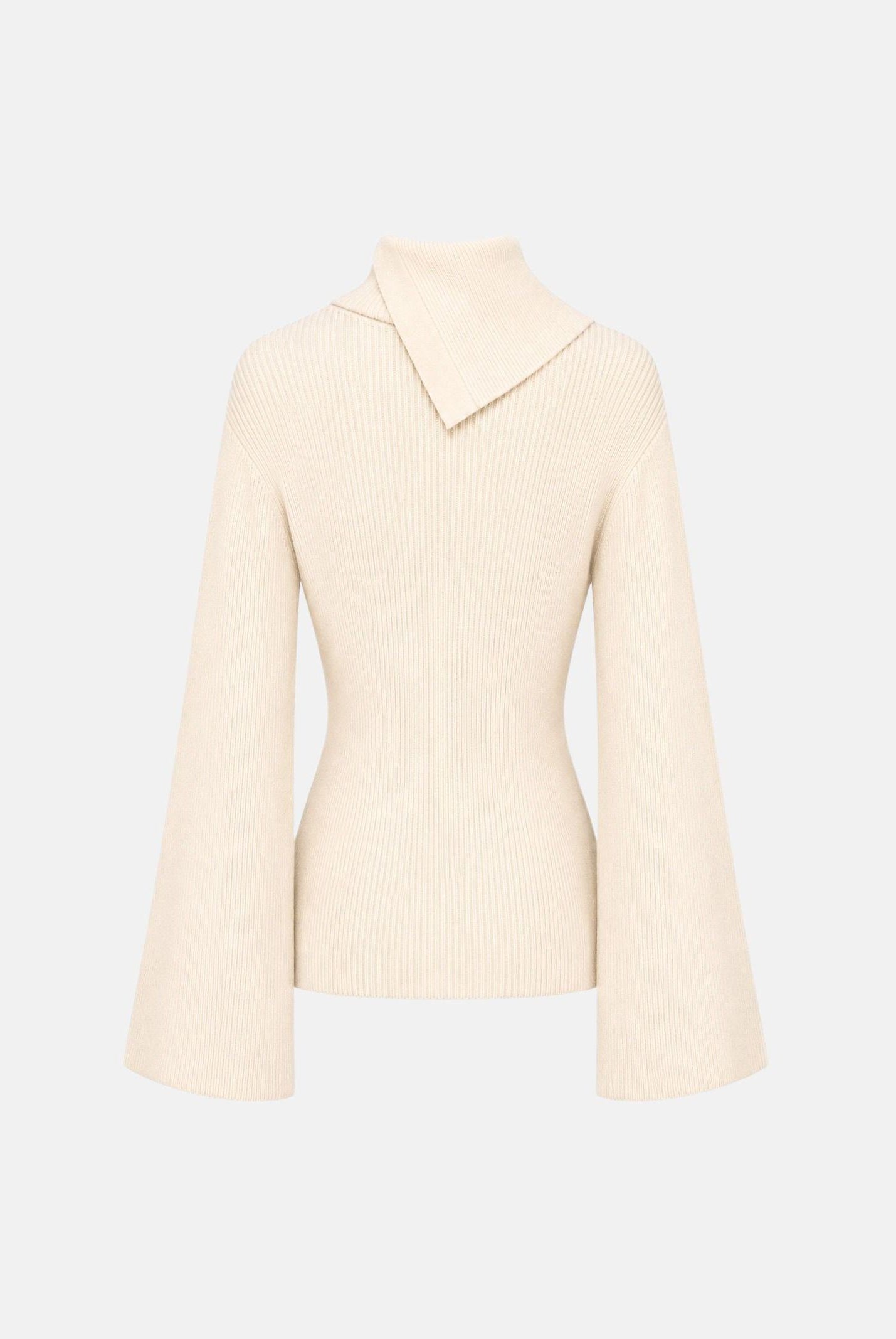 ELISABETTA FRANCHI Maglia con collo asimmetrico e bottoni gioiello, colore burro crema, da donna. MK03S66E2 193 ELISABETTA FRANCHI