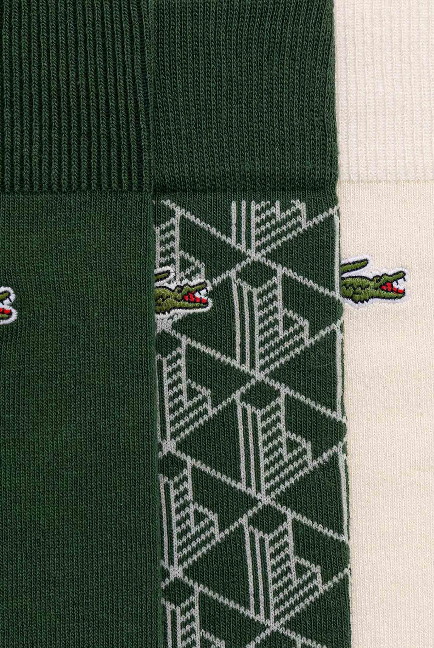 LACOSTE Calzini (3 paia) verdi e panna per uomo e donna RA5996 PQK LACOSTE