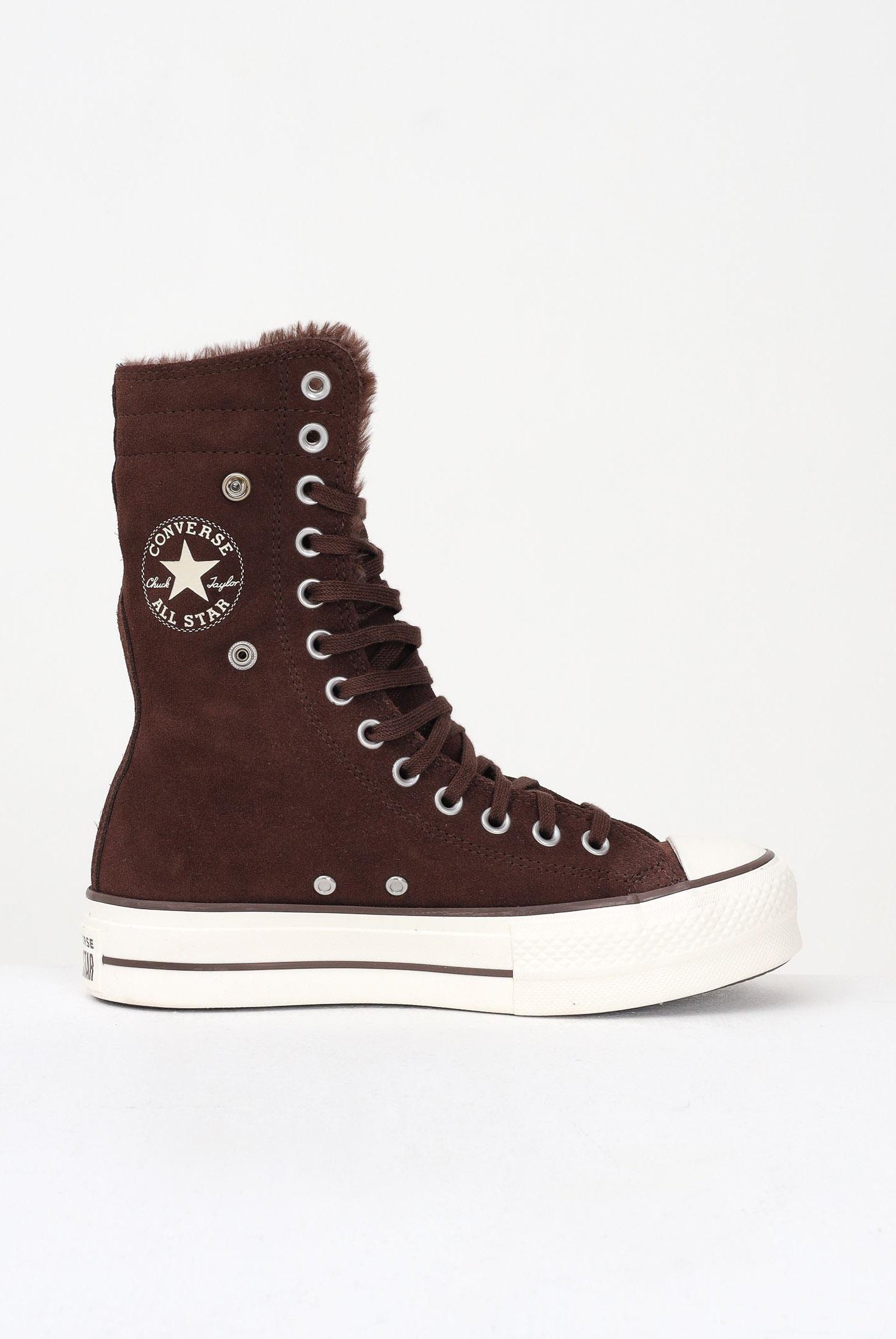 CONVERSE Sneakers Chuck Taylor All Star Fold-Over Lift Platform XHi Faux Fur marroni da donna A15230C  CONVERSE