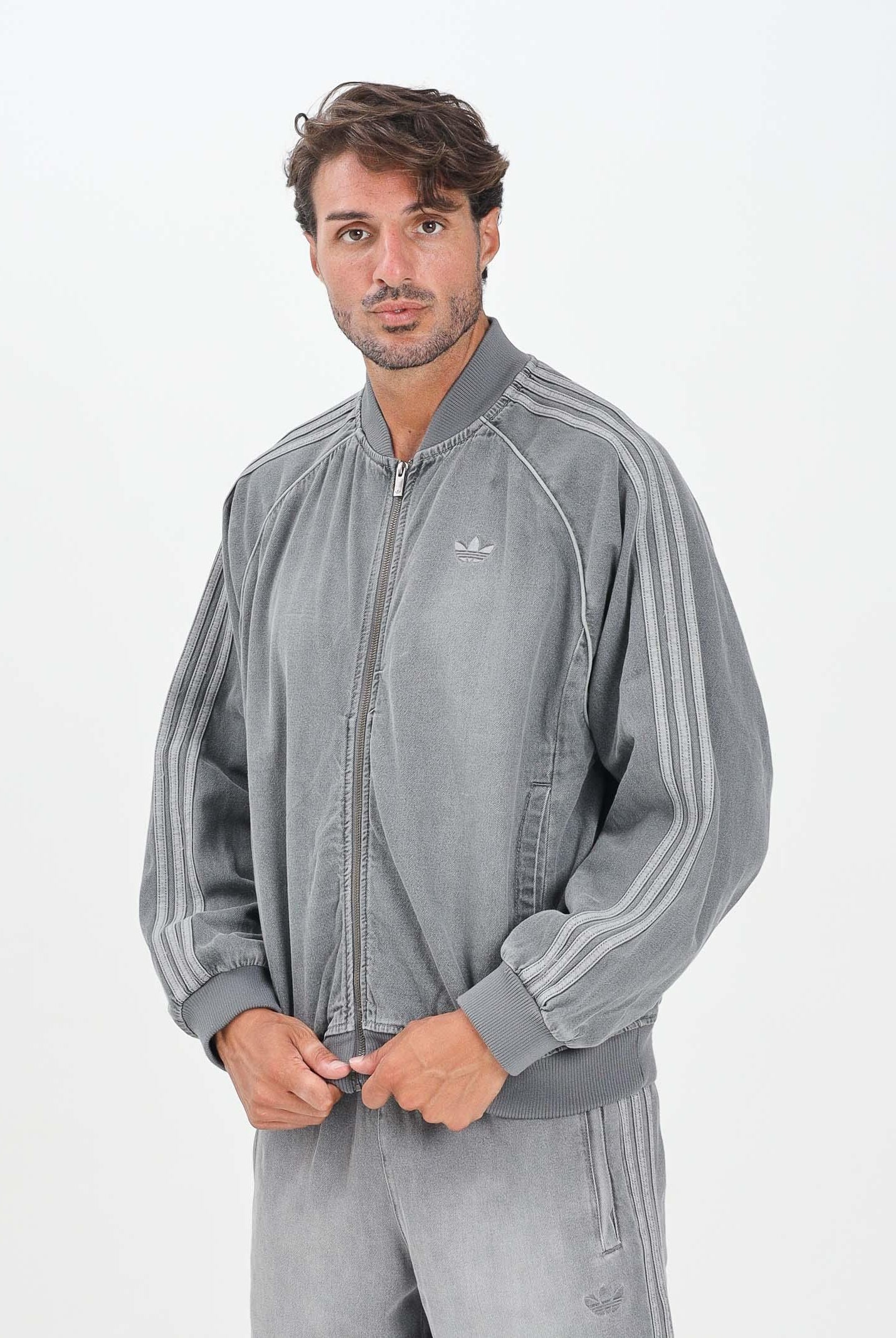 ADIDAS ORIGINALS Giacca SST Adicolor Loose in denim grigio da uomo JW5915 . ADIDAS ORIGINALS