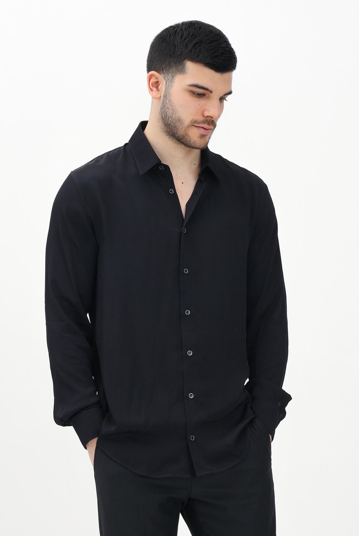 PATRIZIA PEPE Camicia a manica lunga nera da uomo 5C0310A093U K102 PATRIZIA PEPE