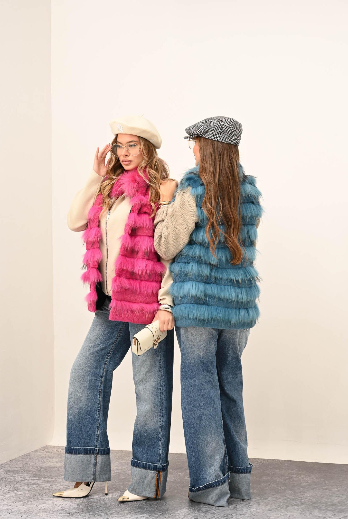 MEHRAN Pelliccia smanicata fucsia da donna 25160FUX FUX MEHRAN