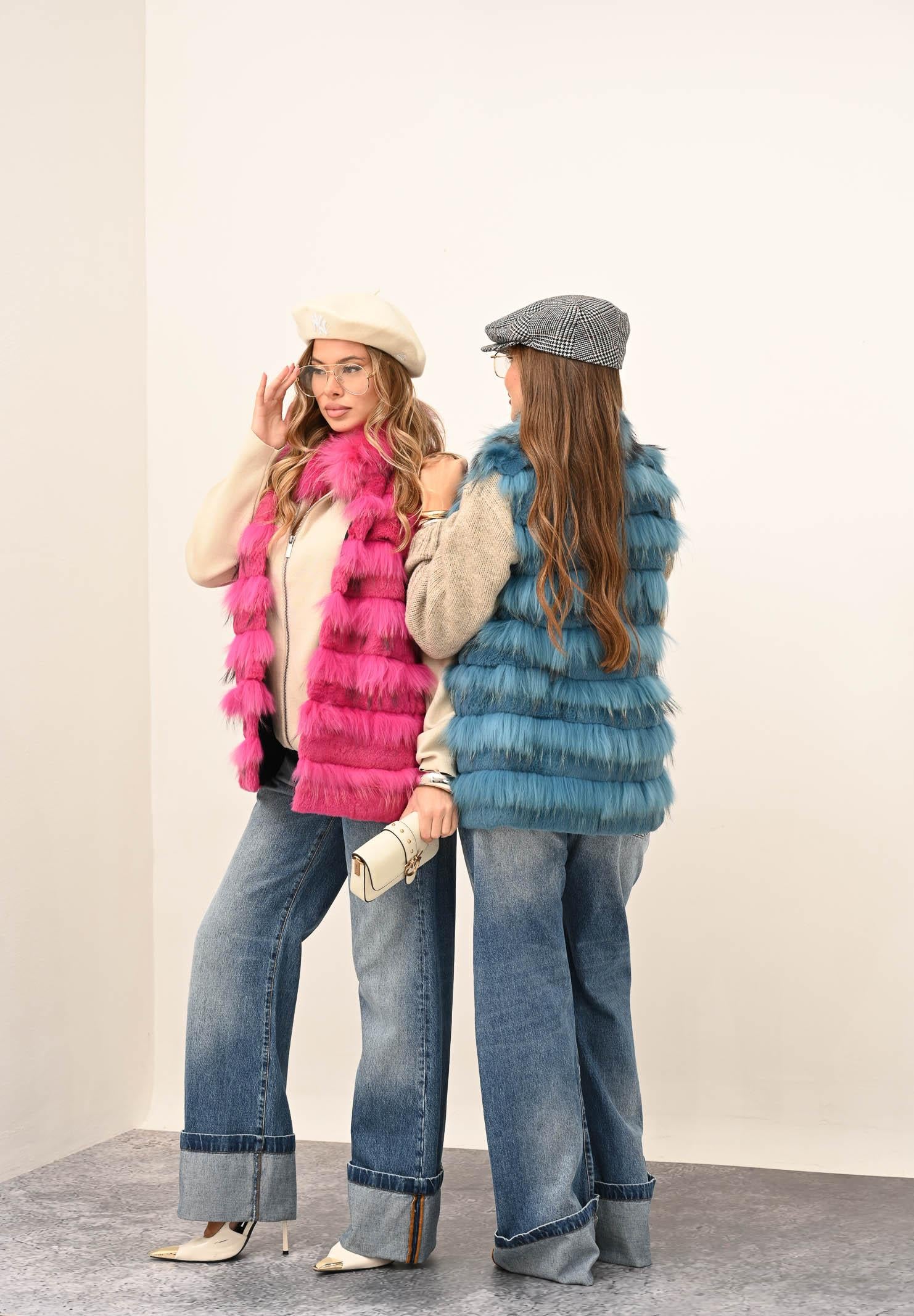 MEHRAN Pelliccia smanicata fucsia da donna 25160FUX FUX MEHRAN