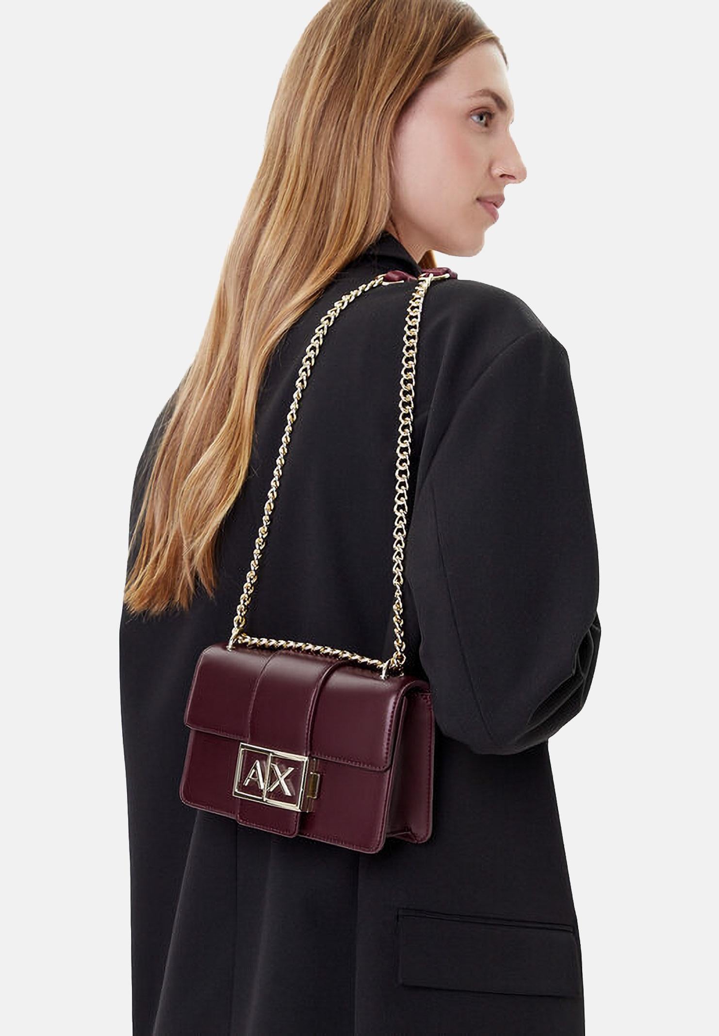 ARMANI EXCHANGE Borsa a tracolla bordeaux da donna con logo XW000071AF12039 UA343 ARMANI EXCHANGE