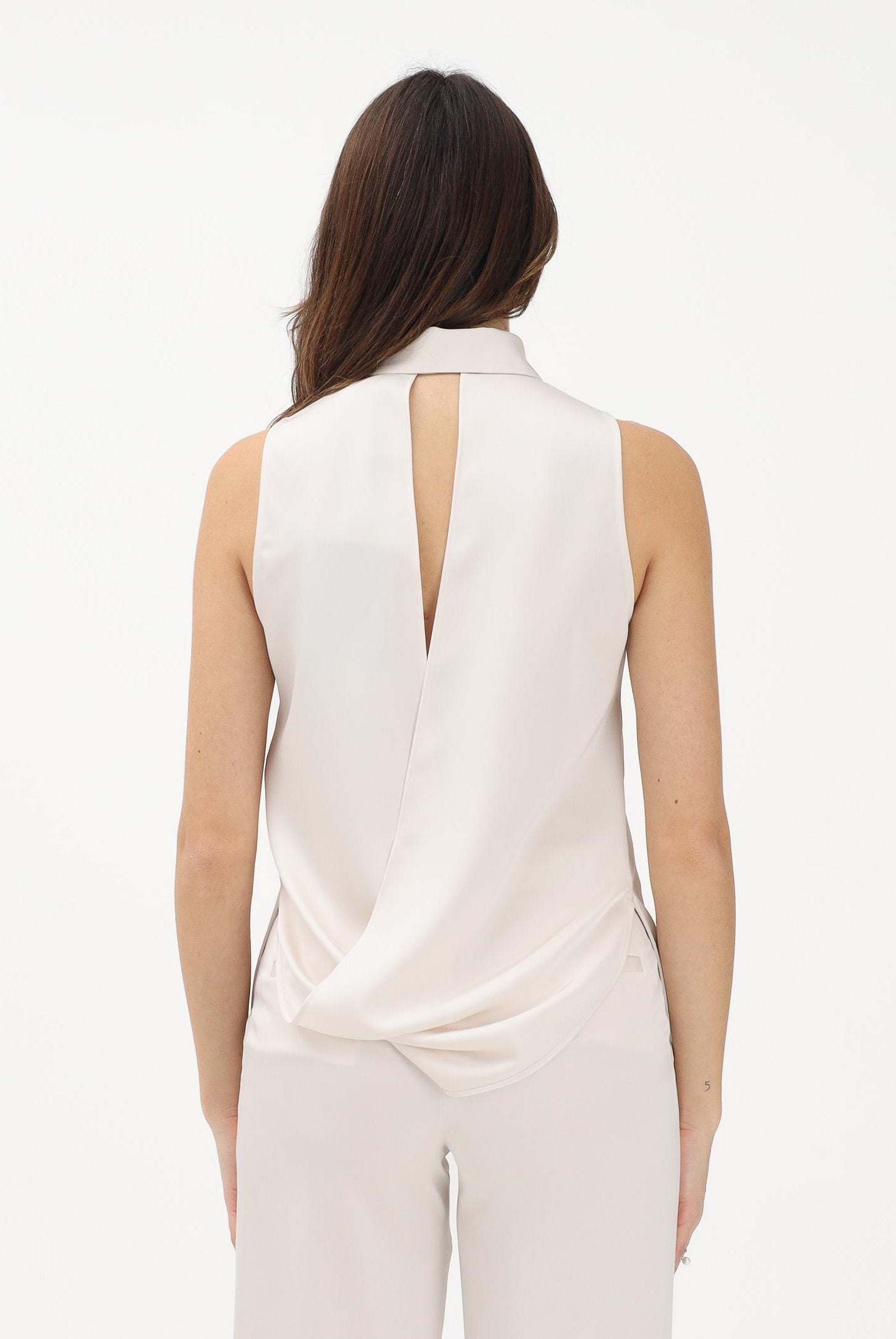 SIMONA CORSELLINI Camicia smanicata avorio da donna con papillon in strass P26CECA10101 V0359 SIMONA CORSELLINI