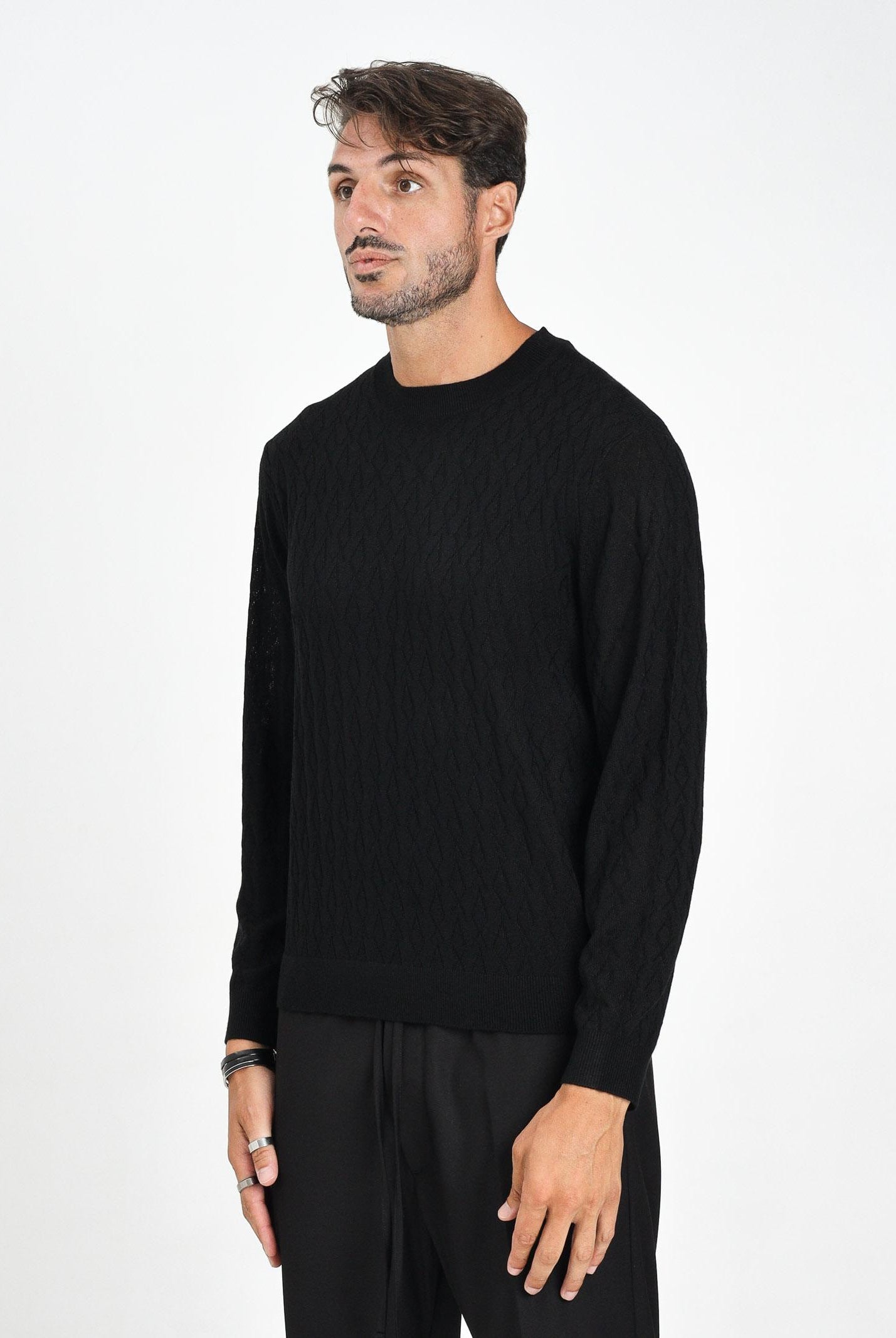 ARMANI EXCHANGE Maglioncino girocollo nero da uomo con motivo monogram XM000878AF11982 UC001 ARMANI EXCHANGE