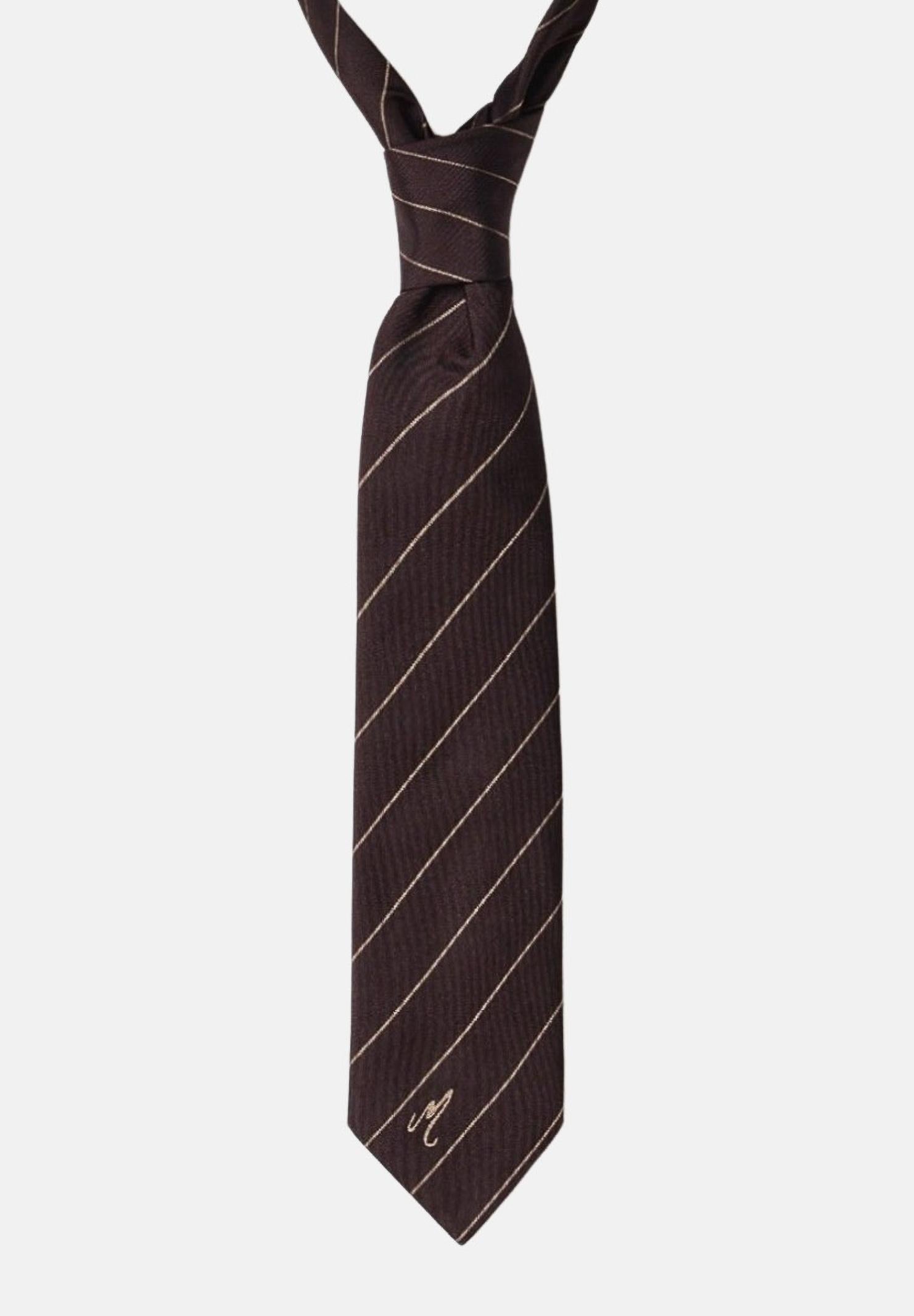 MAR DE MARGARITAS Cravatta moro da donna con sottili righe diagonali MMACW00020 GE04 Mar de margaritas