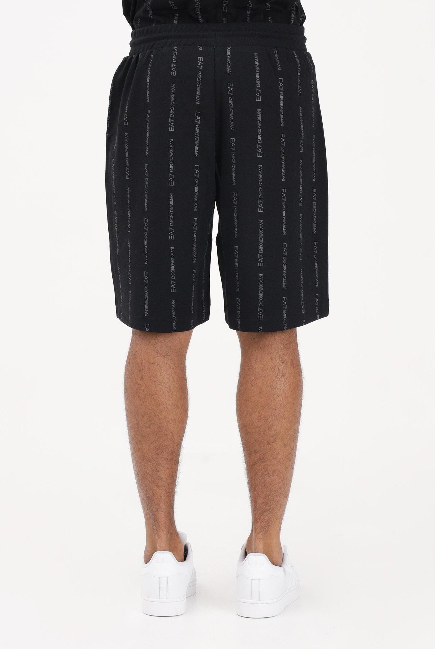 EA7 Shorts sportivo nero da uomo con stampa all-over del logo 7M001393AF12660 FC039 EA7